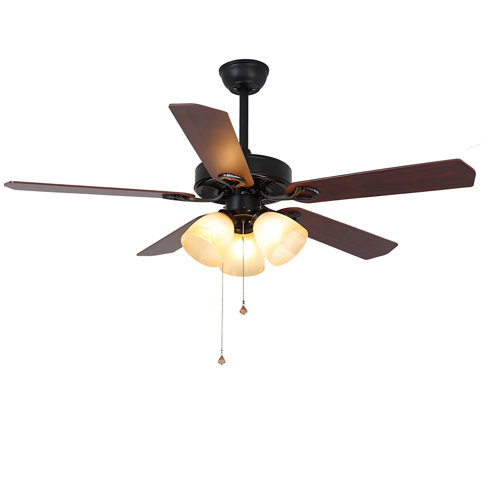 Luxury Classic 3 Color Dimmable Five Blade Remote Control Ceiling Fan for Indoor Decorative Ceiling Fan With Pull Chain Switch
