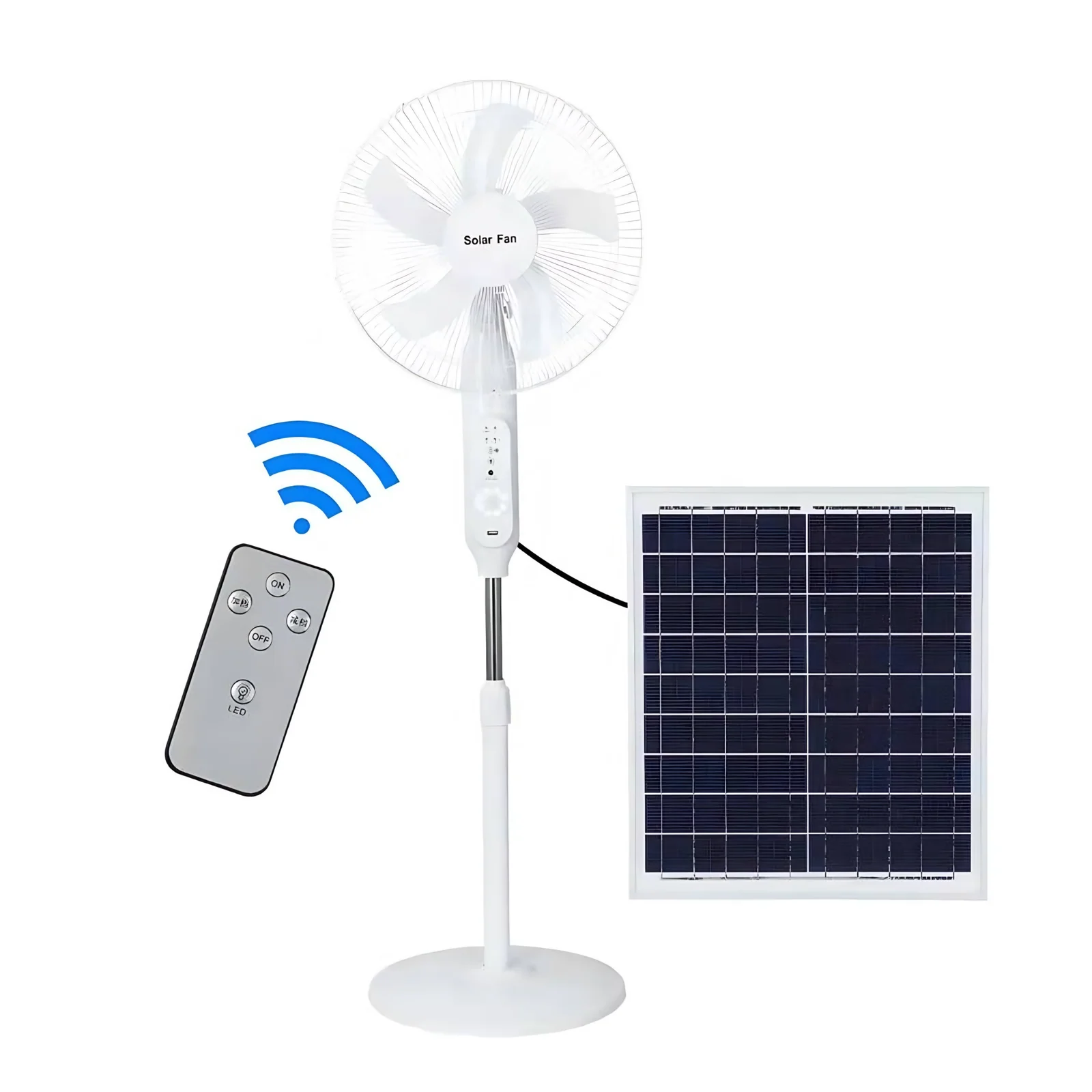 Wiederaufladbare Hochgeschwindigkeits-Außenkühlventilator 18 Zoll Solarladung Stehventilator mit Sonnenenergie