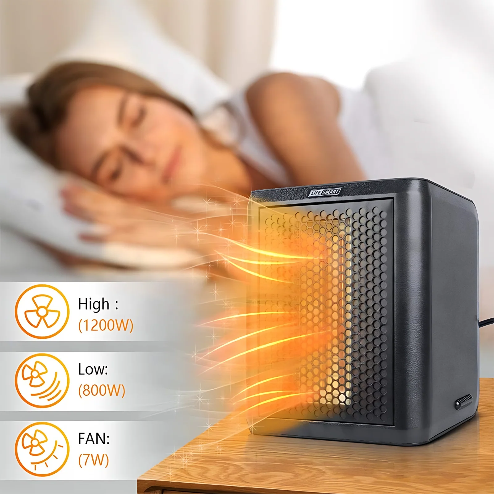Fast Heating 1200-800W Infrared Electric Heater with Built-in Overheat Guard Oscillation Portable Design for Warmth Distribution
