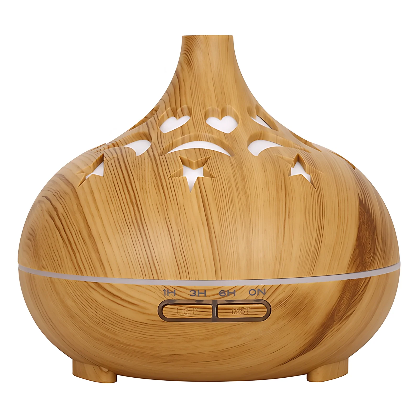 Fast Shipping Black Wooden Shell Hollow Ultrasonic Mist Maker Fogger Multicolor Car Decorative Aroma Oil Diffusers Humidifier