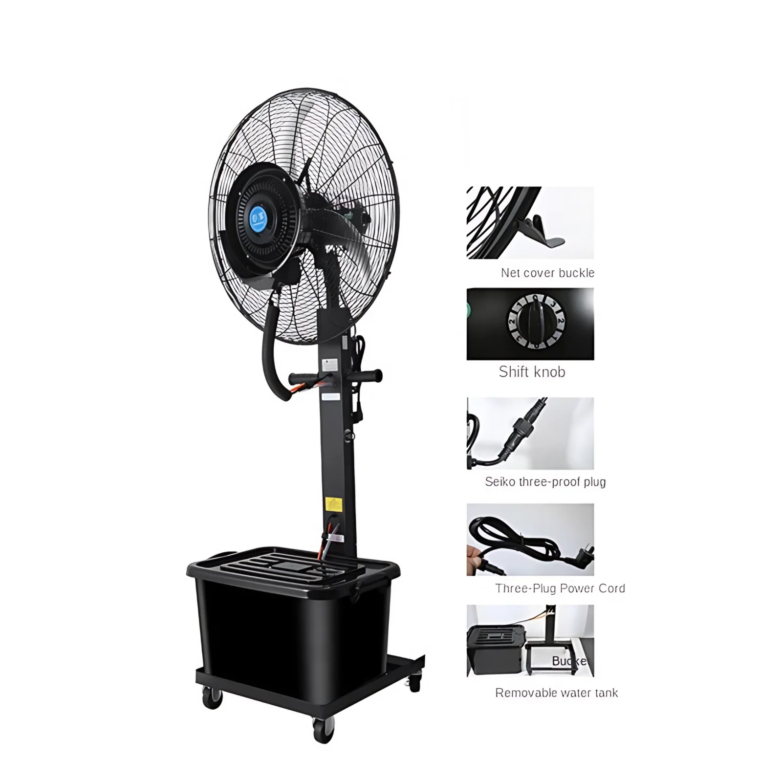 42L Large Capacity Misting Fan Outdoor Commercial Outdoor Misting Floor Standing Fan 260w