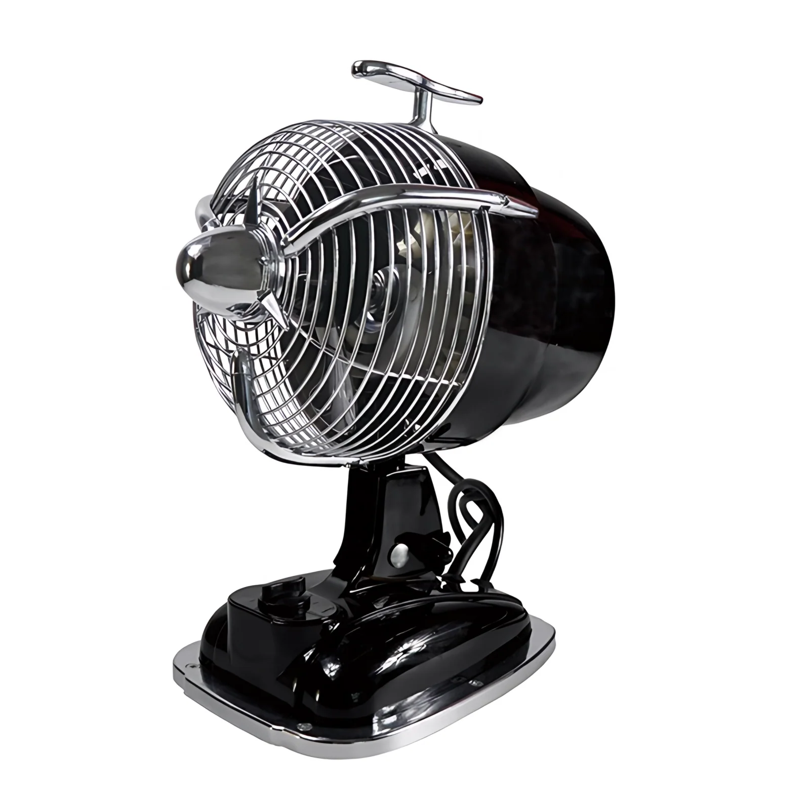 Desk Table Mini Cooling air Fan Vintage Style Premium Black 3 Blades 220v 20w Electric Retro Airplane Head Fan