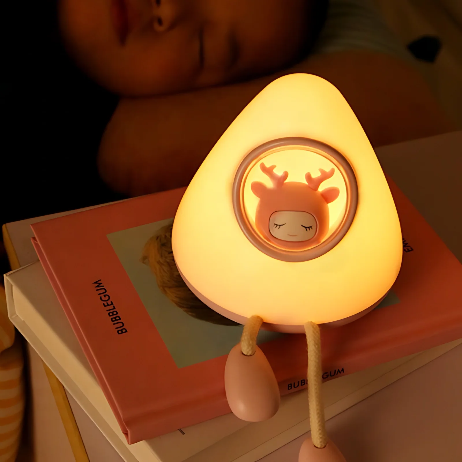 Bedside Table Lamp LED Soft Warm Space Capsule Cute Cat Rabbit Lamp for Kid Baby Children Gift Bedroom Bedside Decor