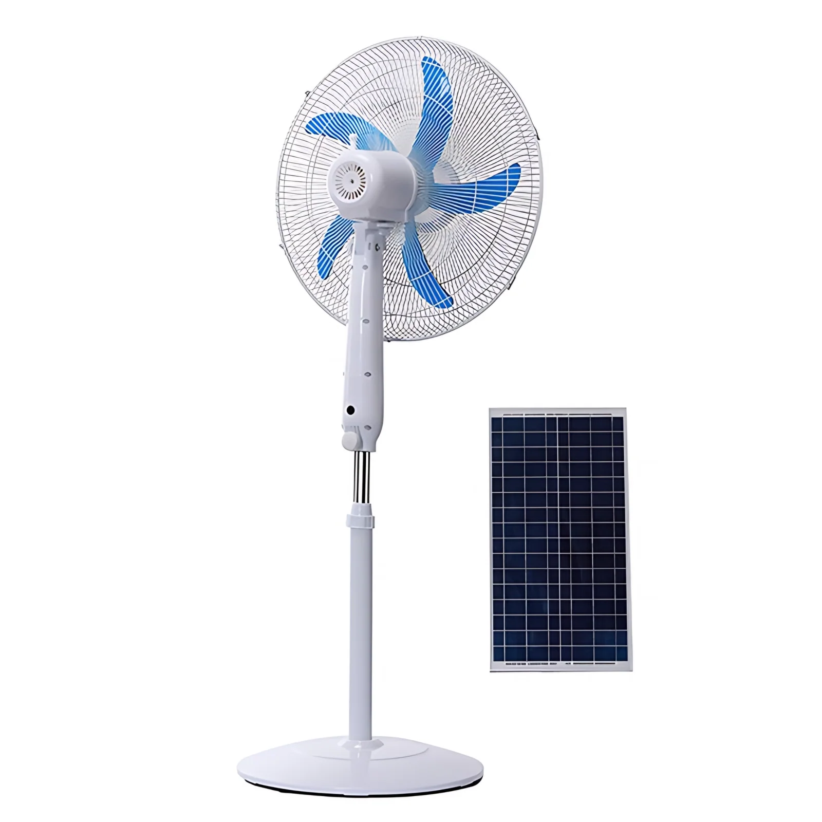 Solar Standing Fan with Panel 18 Inch 5 Blades Solar Panel Rechargeable Battery Cooling Fan AC DC Stand With Solar Electric USB