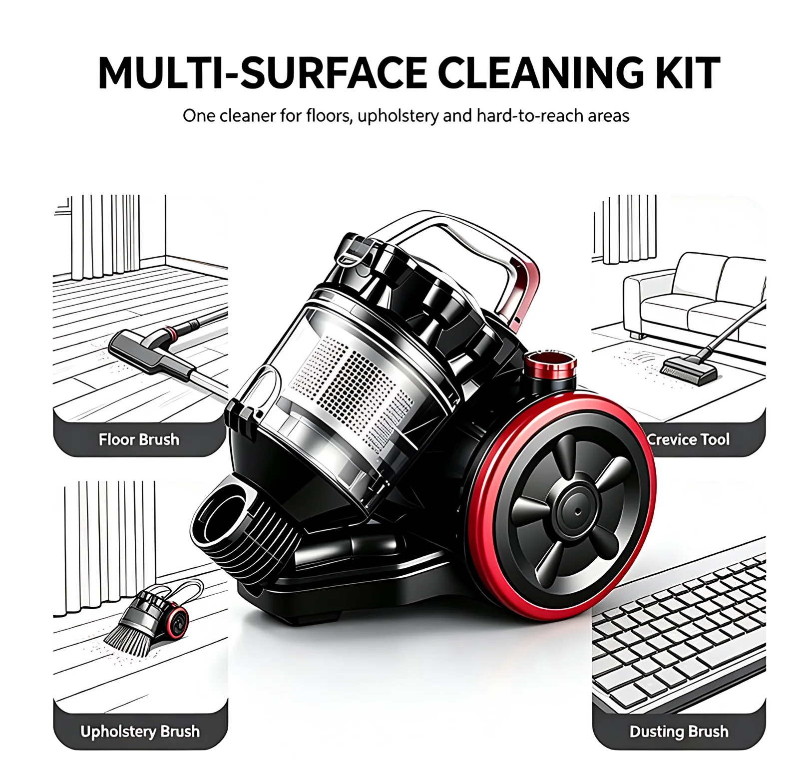 Best Clean Factory Price Handheld Cyclone High Power Bagless Dry Canister Vacuum Cleaner Carpet Floor Dust Collector