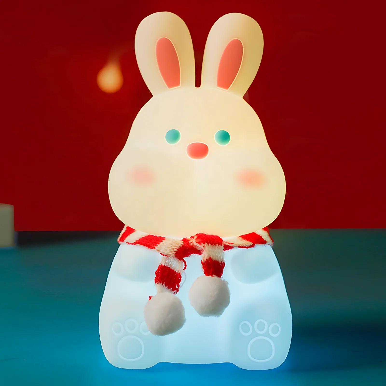Cute White Silicone Bunny Rabbit Night Light Portable Kids Room Decor Children Bedroom LED Night Light