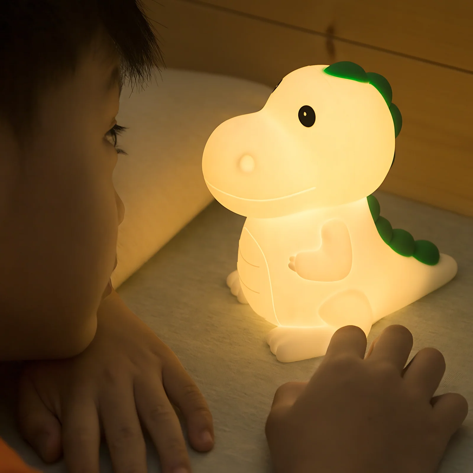Cartoon Small Dinosaur Silicone Light Color Changing Animal LED Bedside Lamp Modern Rechargeable Bedroom Night Lights