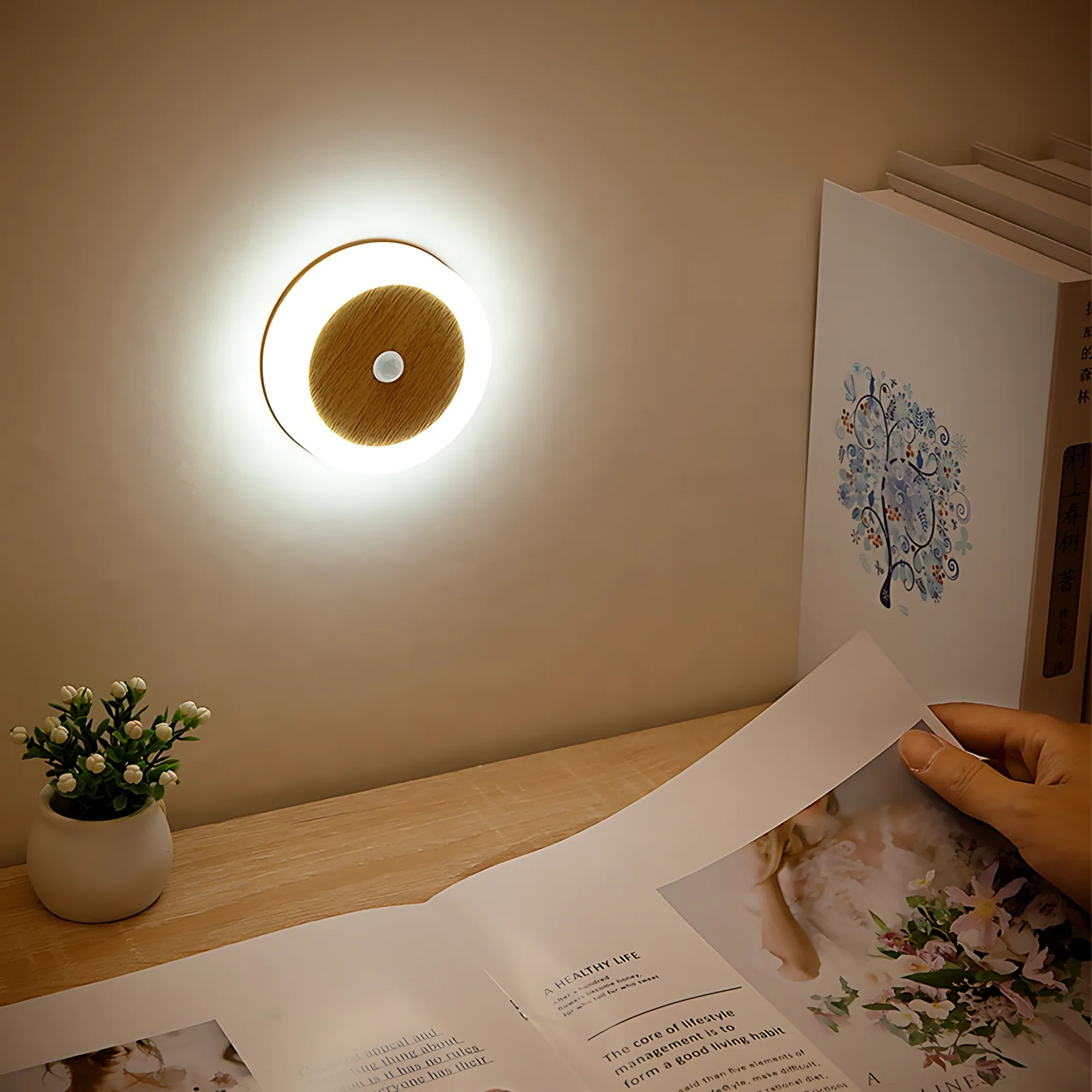 Détecteur de mouvement LED lumière de nuit USB lampe de nuit rechargeable pour chambre à coucher lampe d'armoire de cuisine