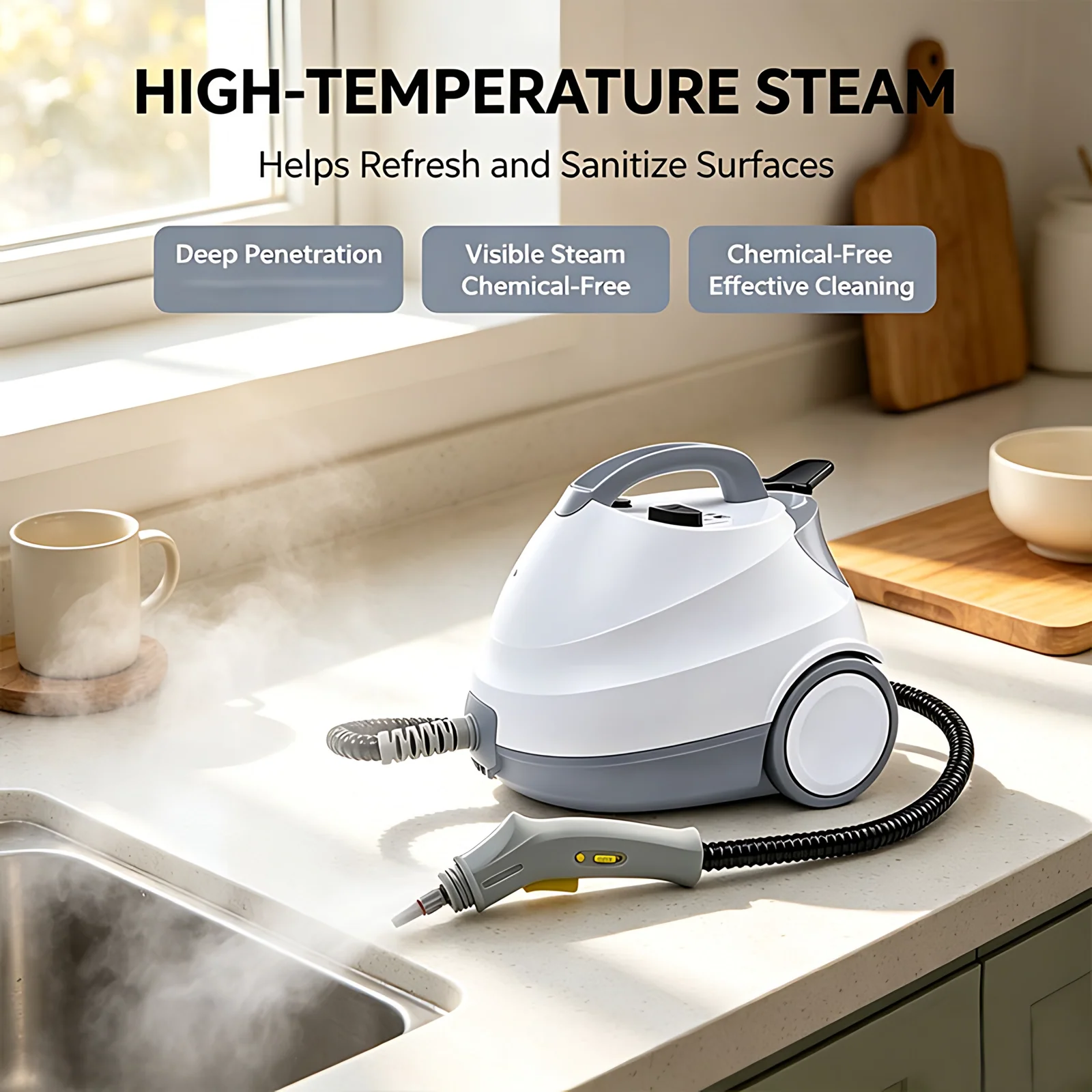 Popular New High Quality CE/GS Hot Sale Home Car 2000W 1.5 L Steam Pressure 4 bar Steam Vacuum Cleaner for Carpet and Sofa