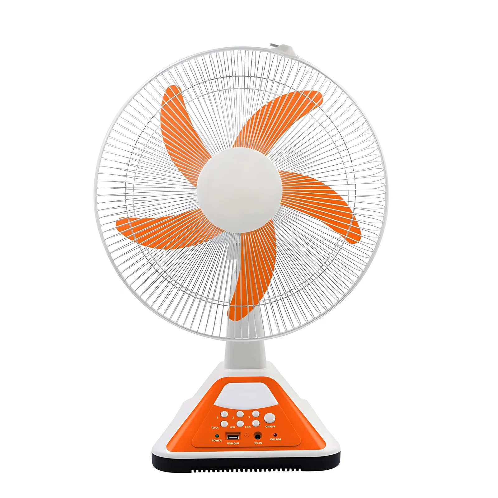 Wholesale Outdoor RV Solar Rechargeable Desk Fan with LED Light 12V Battery AC Charging