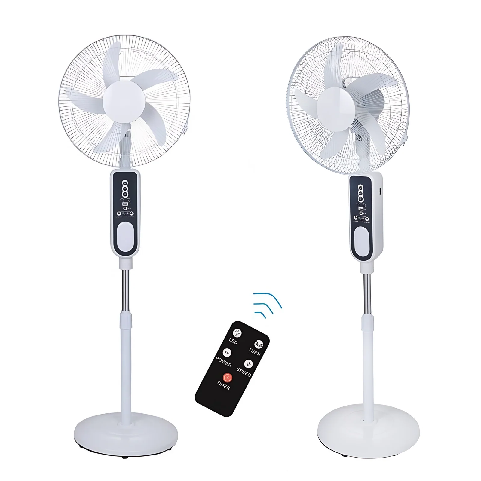 16 Inch Energy Efficient Rechargeable Oscillating Solar Fan LED Light Solar Panel Three Wind Speeds Outdoor Use Battery Powered