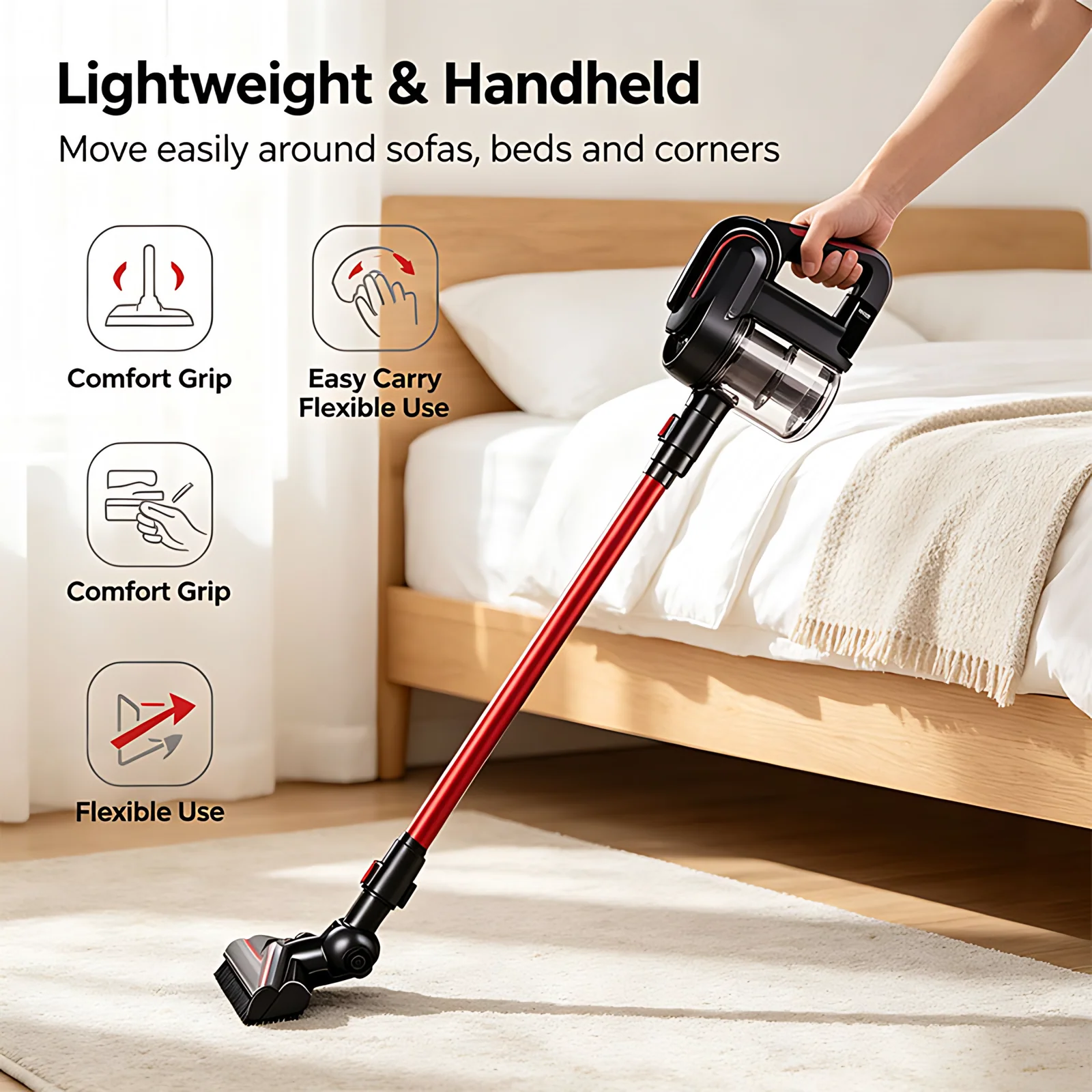 Portable Household Cleaning Machine Strong Suction Wireless Upright Vacuum Cleaner Handheld Vacuums with Stand