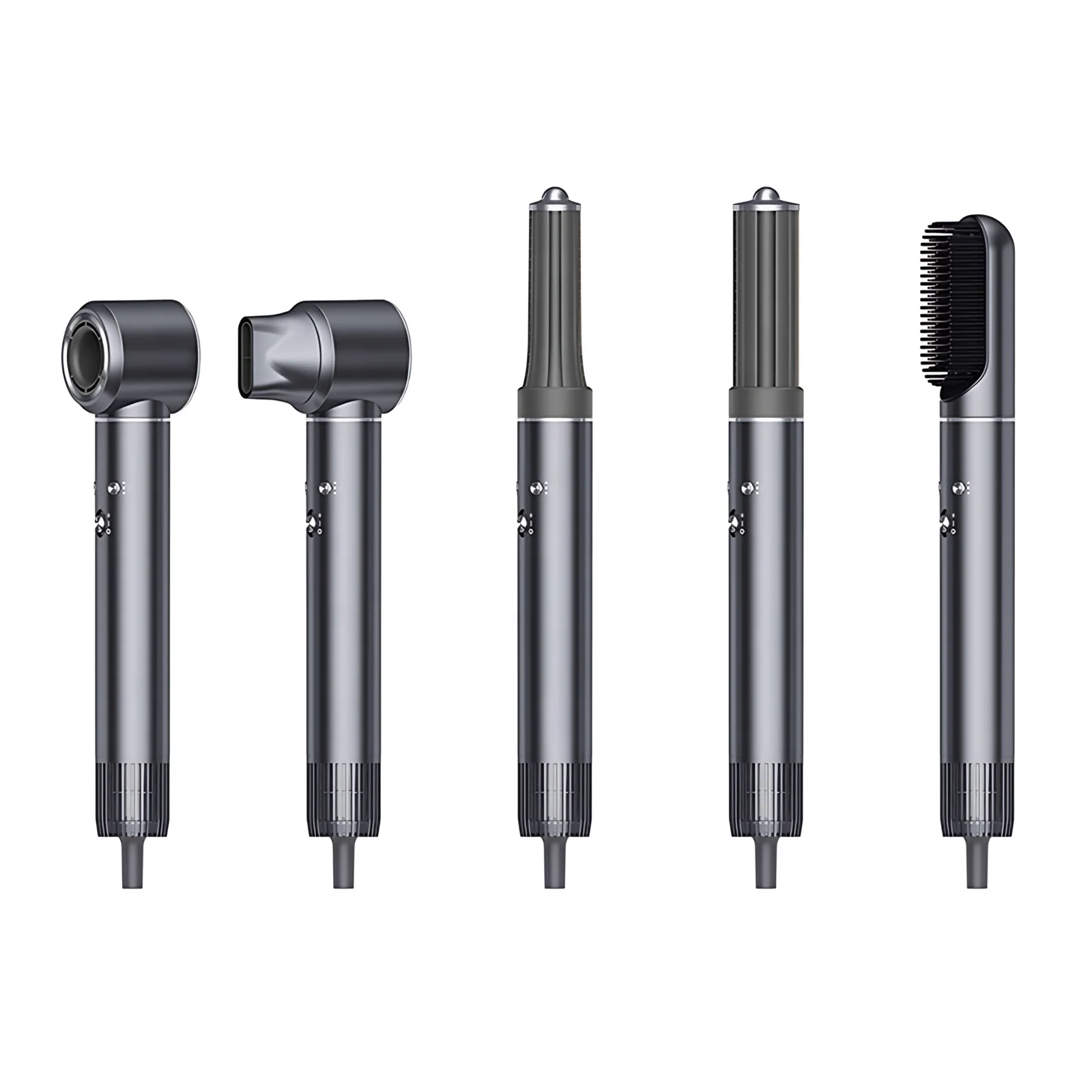 5 in 1 Hair Styler One Step Blow Brush Set Hot Air Comb Curler with Interchangeable Brush Rotate Head Hair Dryer Brush