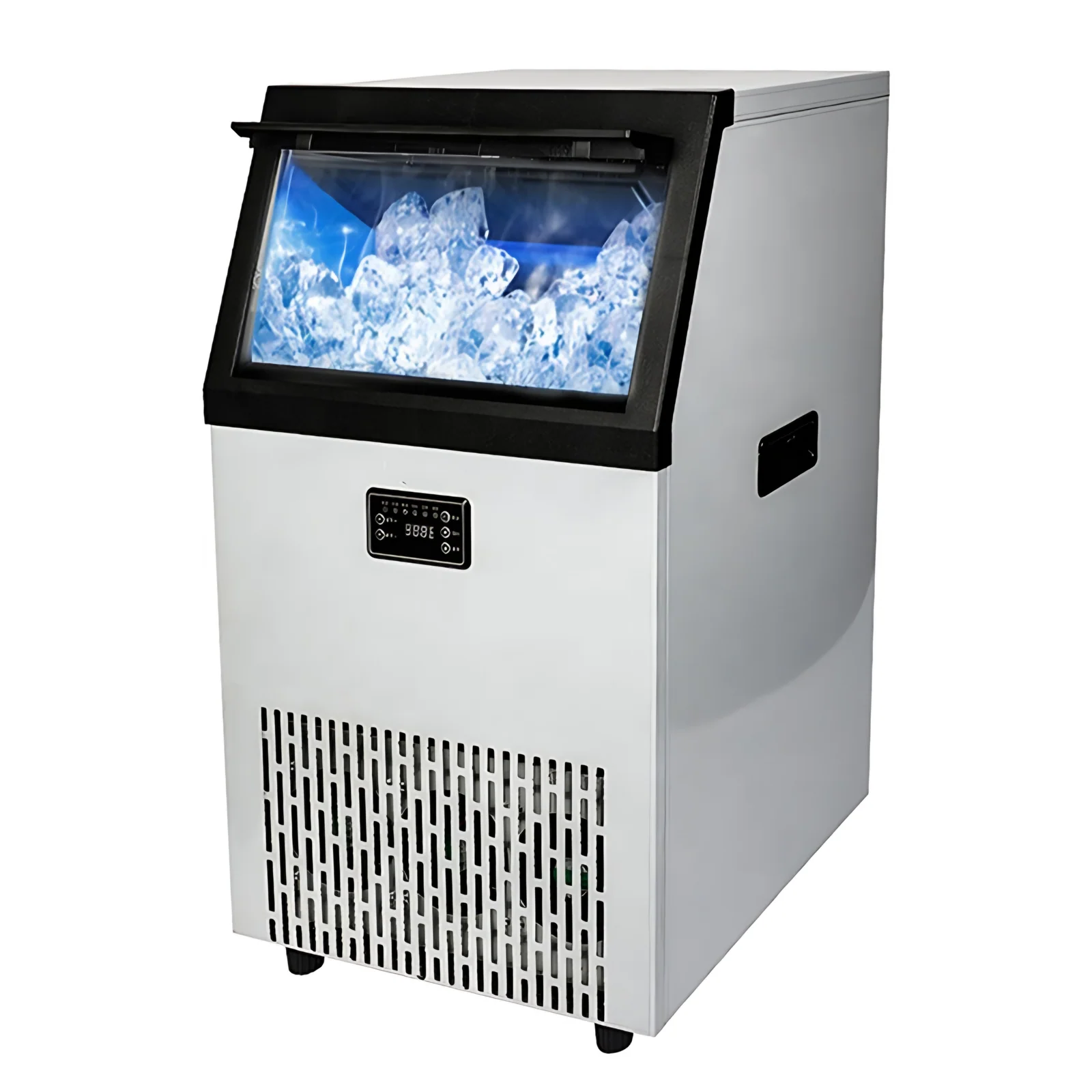 Máquina de bloqueo de hielo de acero inoxidable automática de fabricación de cubos de hielo eléctricos comerciales de 42 kg para hotel y RV
