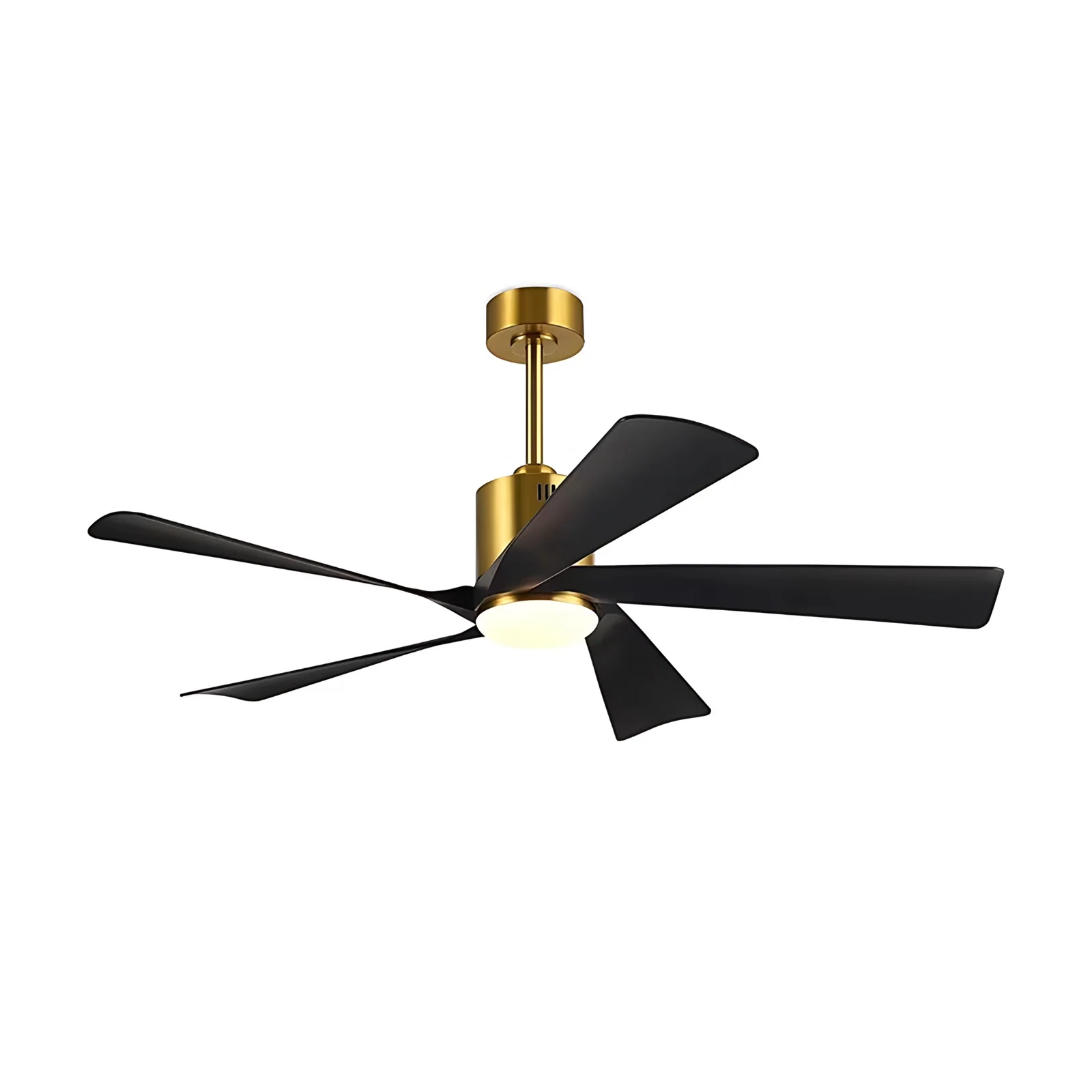 Nordic Decorative 56Inch Big Black 5 ABS Blade Dc Motor Living Room Remote Control Copper Cieling Ceiling Fan with Lighting