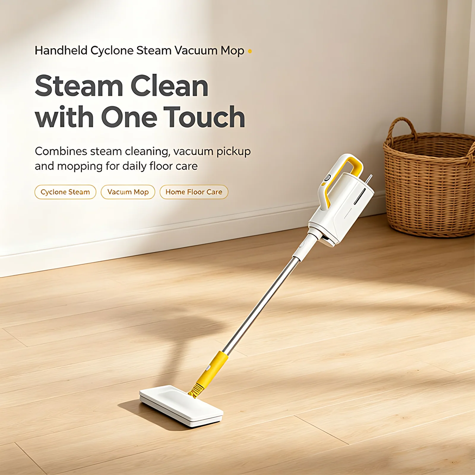 1500W Portable Electric Steam Vacuum Cleaner Mop Multifunction 220-240V Handheld Floor Cleaning for Household Use