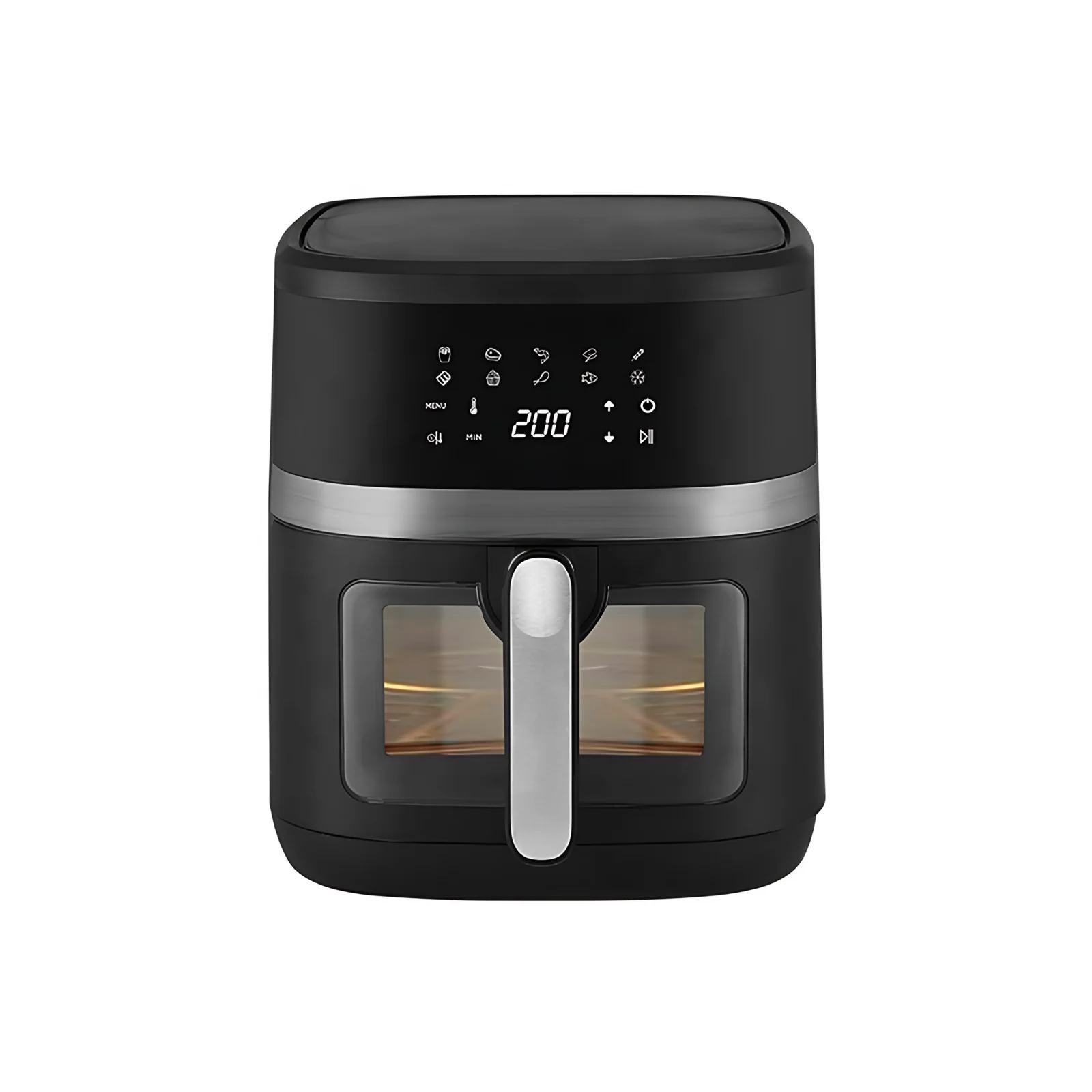 6.5 Liter Digital Electric Oil-Free Air Fryer Modern Stainless Steel Oven LCD Display Home Use Square Plastic Screen Baking RV
