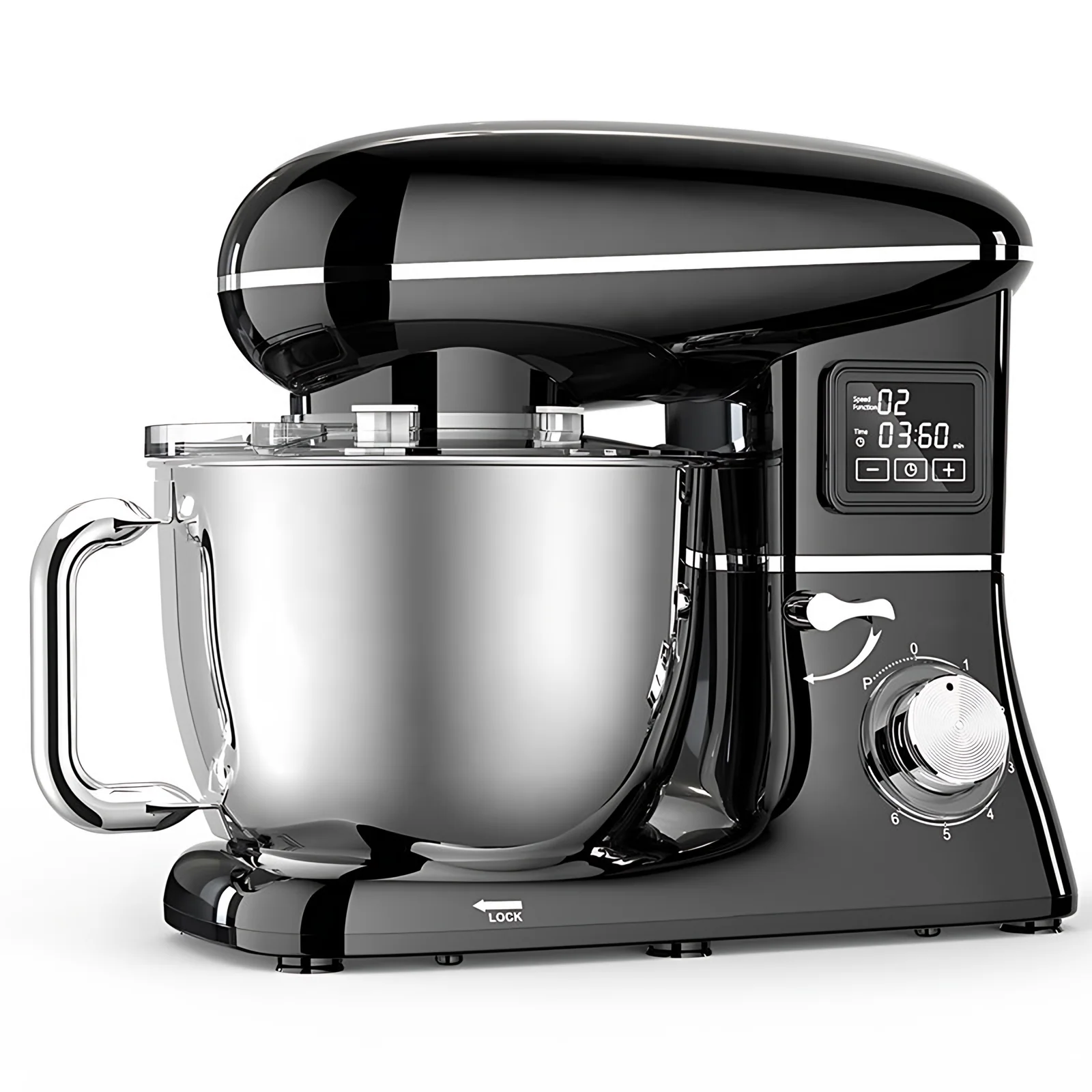 6.2L eléctrico 1500W auxiliar de pan de cocina doméstico mezclador automático de masa con 6 velocidades y botón ejector de batedor
