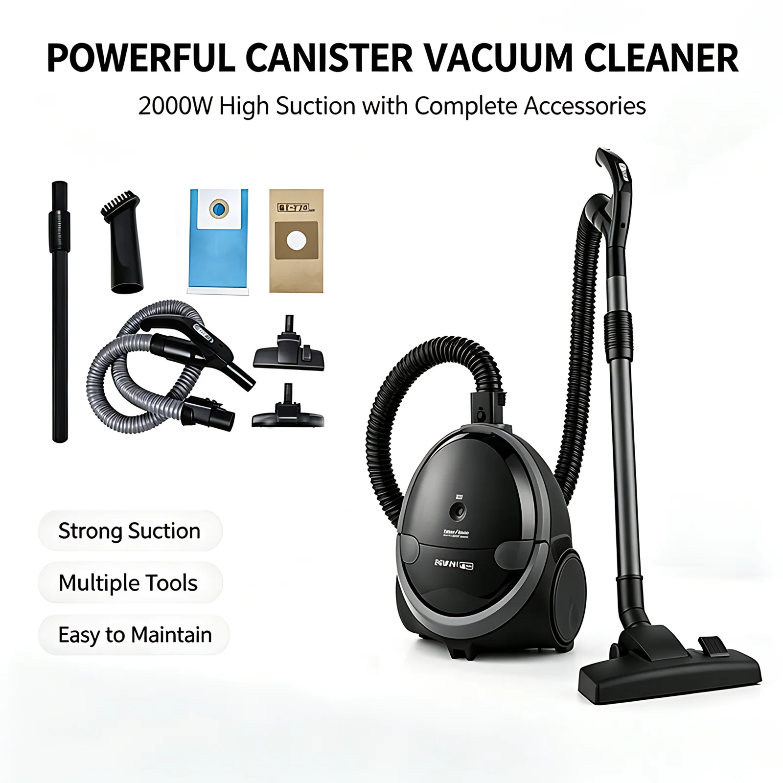 2000W Speed Control on Handle Powerful Carpet Cord Telescopic Tube Vaccum Bagged Vacuum Cleaner Handheld Vacuums for Household
