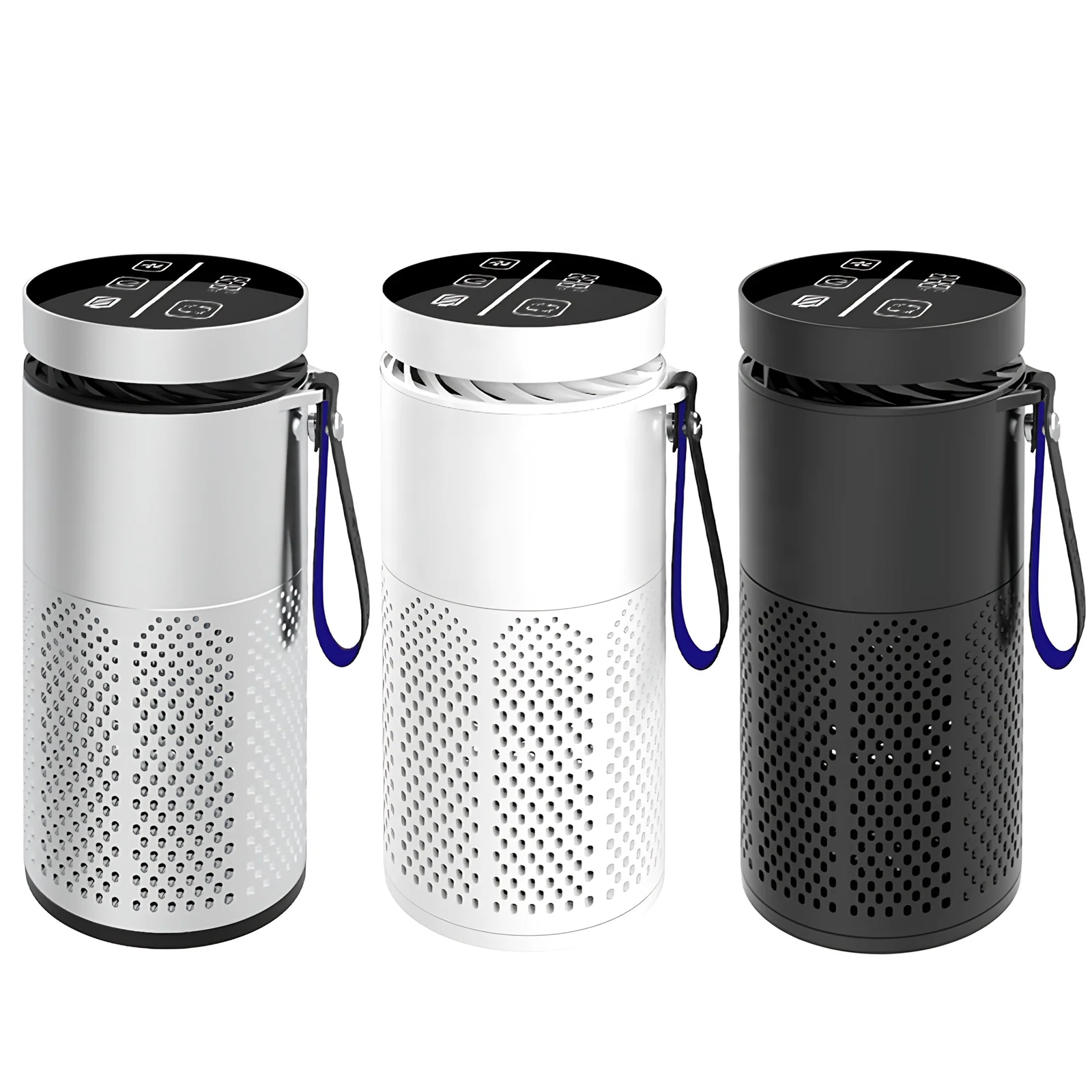 Portable Smart Car Air Purifier with HEPA Filter Colorful Lights & Aroma Diffuser for Garage & Hotel Use