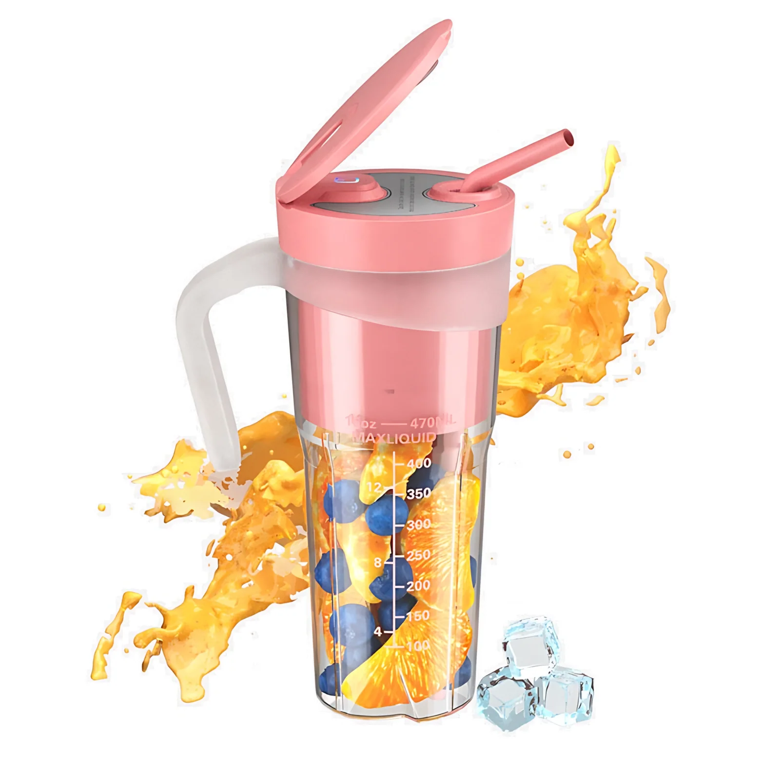 Portable Fresh Juicer 460ml Smoothie Blender and Mixer Electric Orange Fruit Juice Extractor Machine With Straw