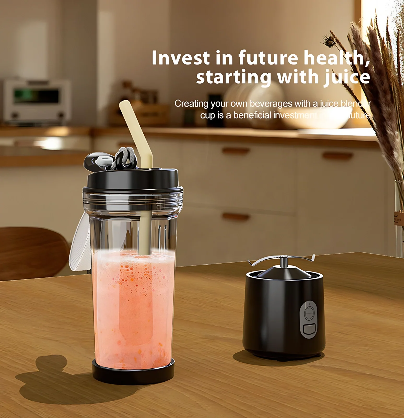 Portable Blender Cup Bottle USB Rechargeable 500ml 6 Blades Fruit Mixer Mini Hand Juicer Blender Smoothie With Straw