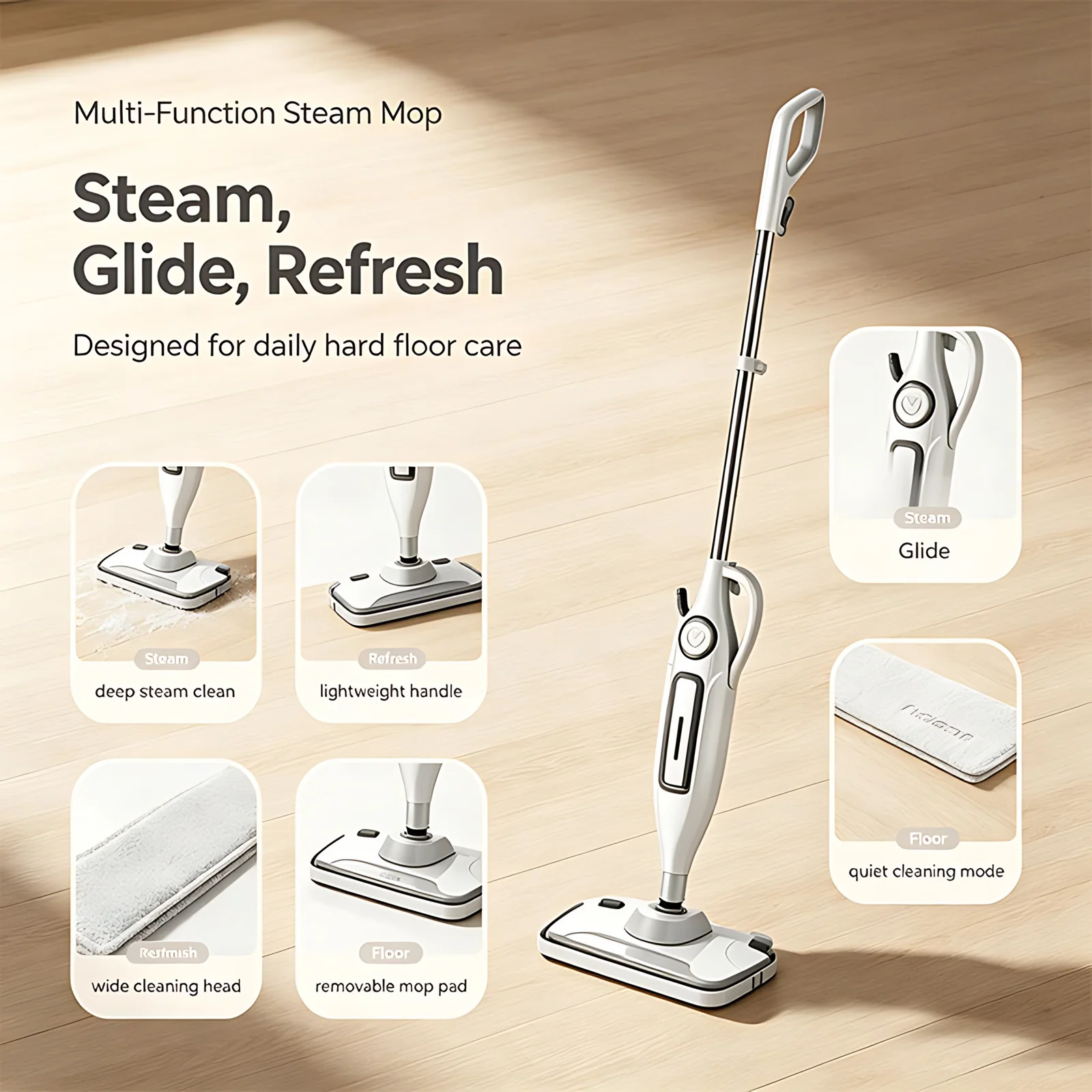 10 in 1 One Handheld Flexible Carpet Cleaner Multi Function High-efficiency Handle Steam Mop