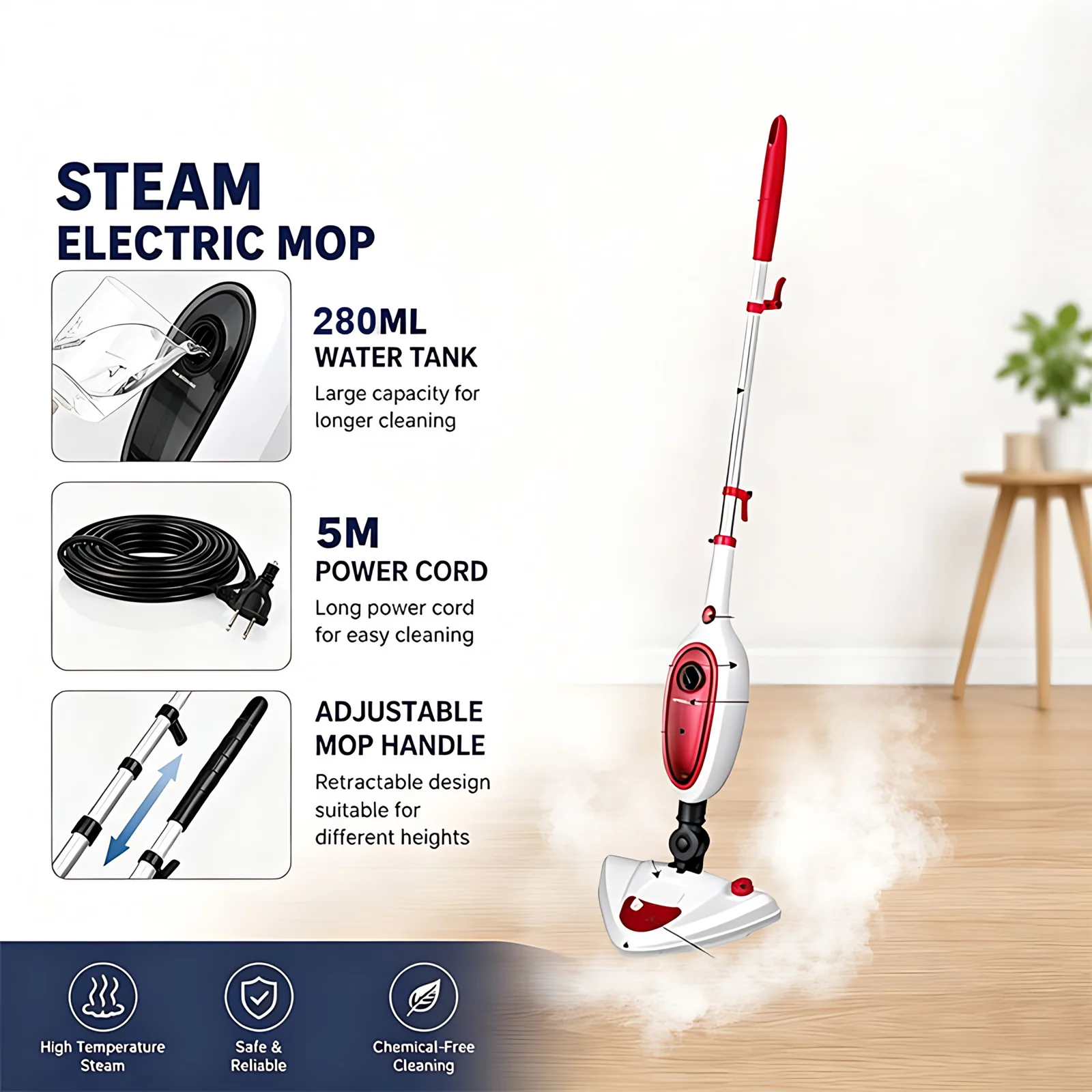 Multifunction Steam Mops Handheld Electric Steam Cleaner Mop Factory Wholesale 12 in 1 OEM Cleaning Floor 220V 1500w 280ml