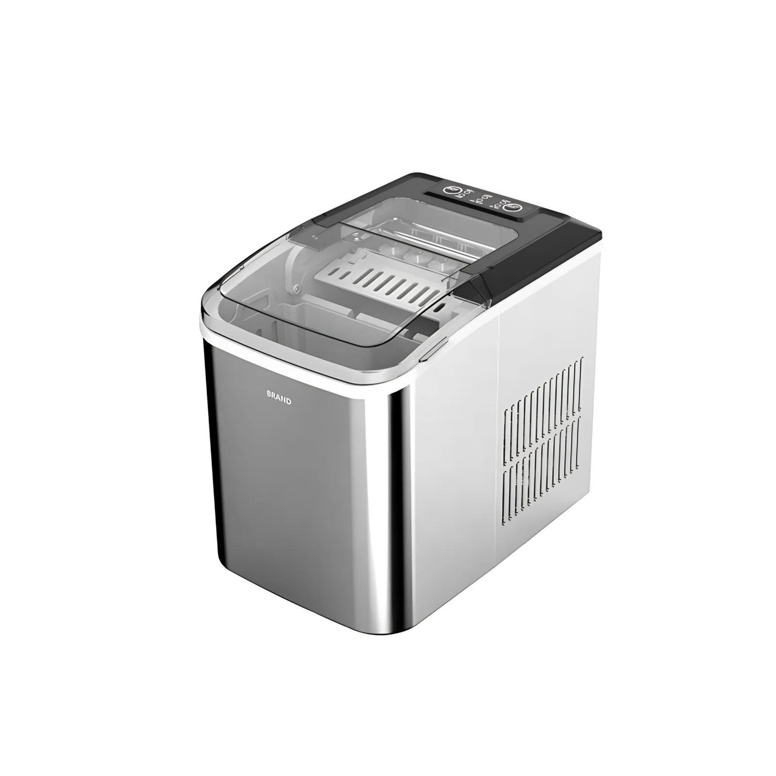Countertop Electric Nugget/Pellet Ice Maker One-Button Quick Ice Making 4 Minutes Stainless Steel Housing for Household Hotel