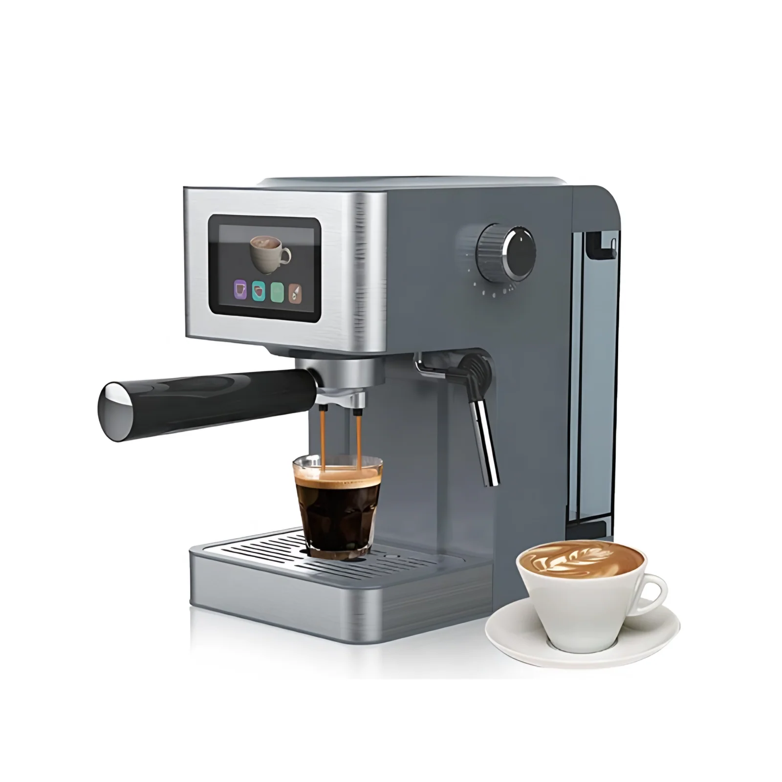 Professional Portafilter Electric Smart Coffee Maker 20 Bar TFT Touch Control LED Display Stainless Steel Espresso Machine Hotel