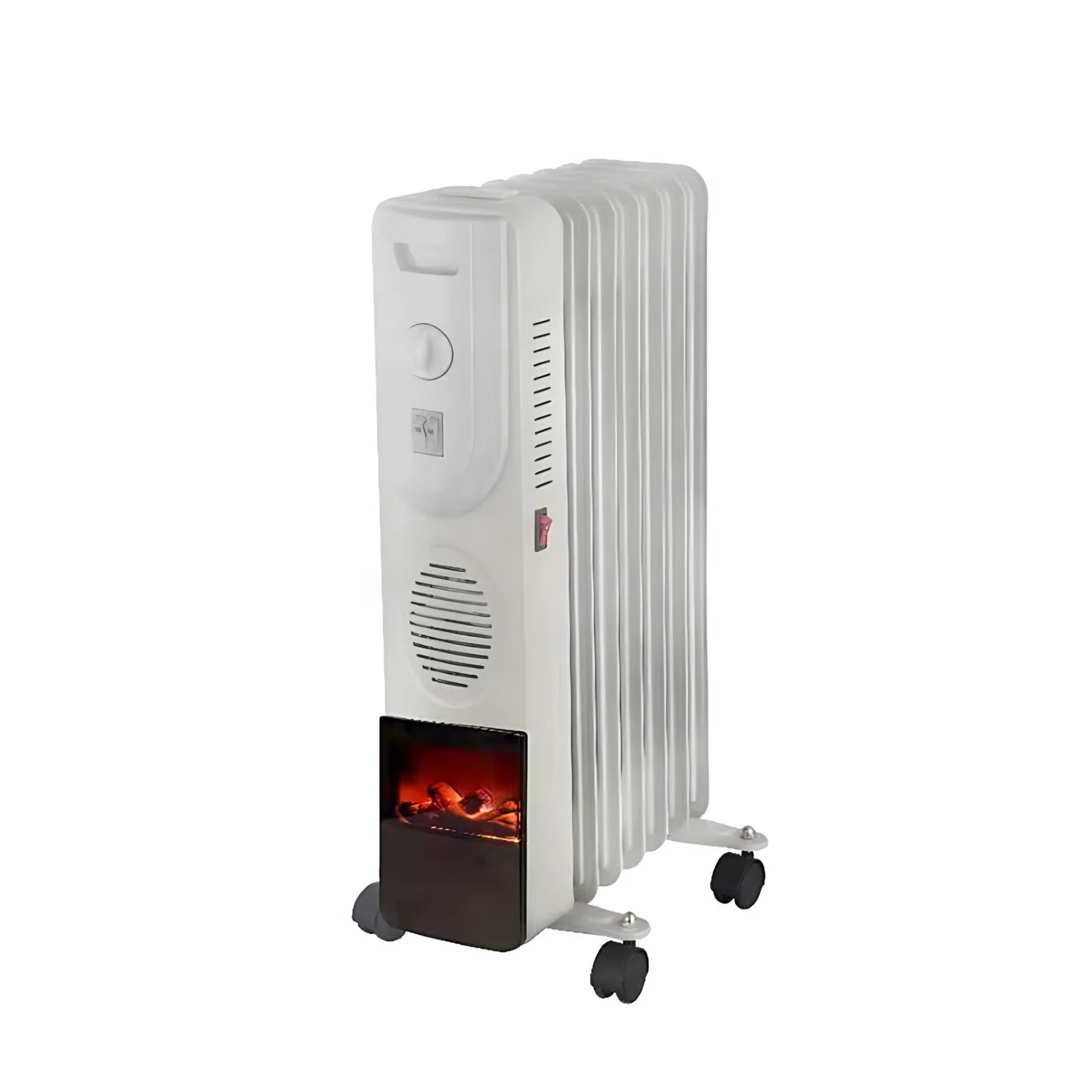 Infrared Electric Room Heater 3D Flame Oil-Filled Radiators 7/9/11/13/15 Fins for Bathroom Living Room Metal