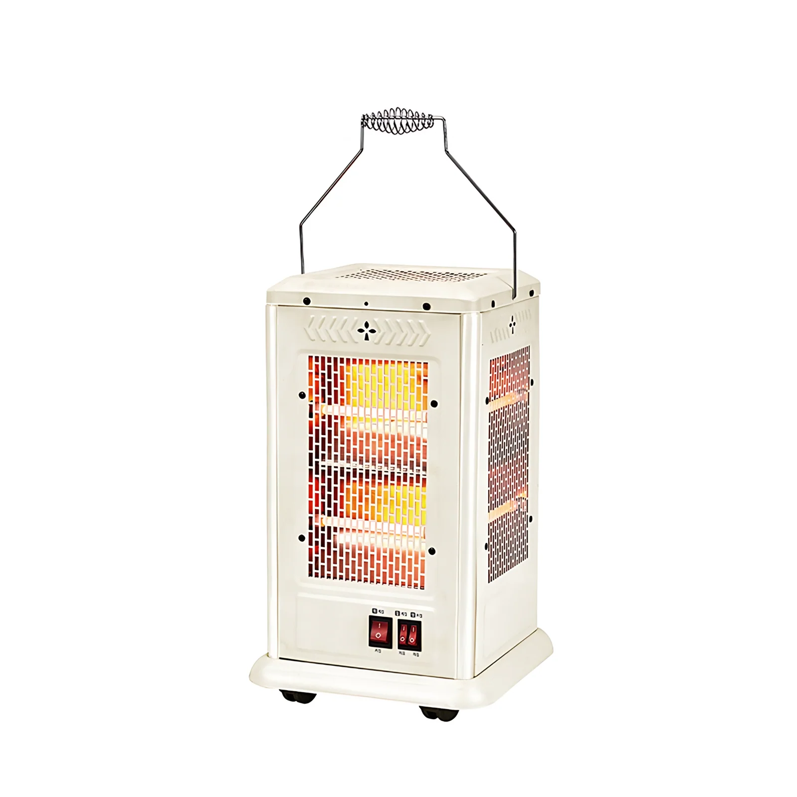 High Quality 2000W Five Faces Quartz Heater Tip-Over Protection Mechanical Control 249 ft Coverage Plastic Wheels Freestanding