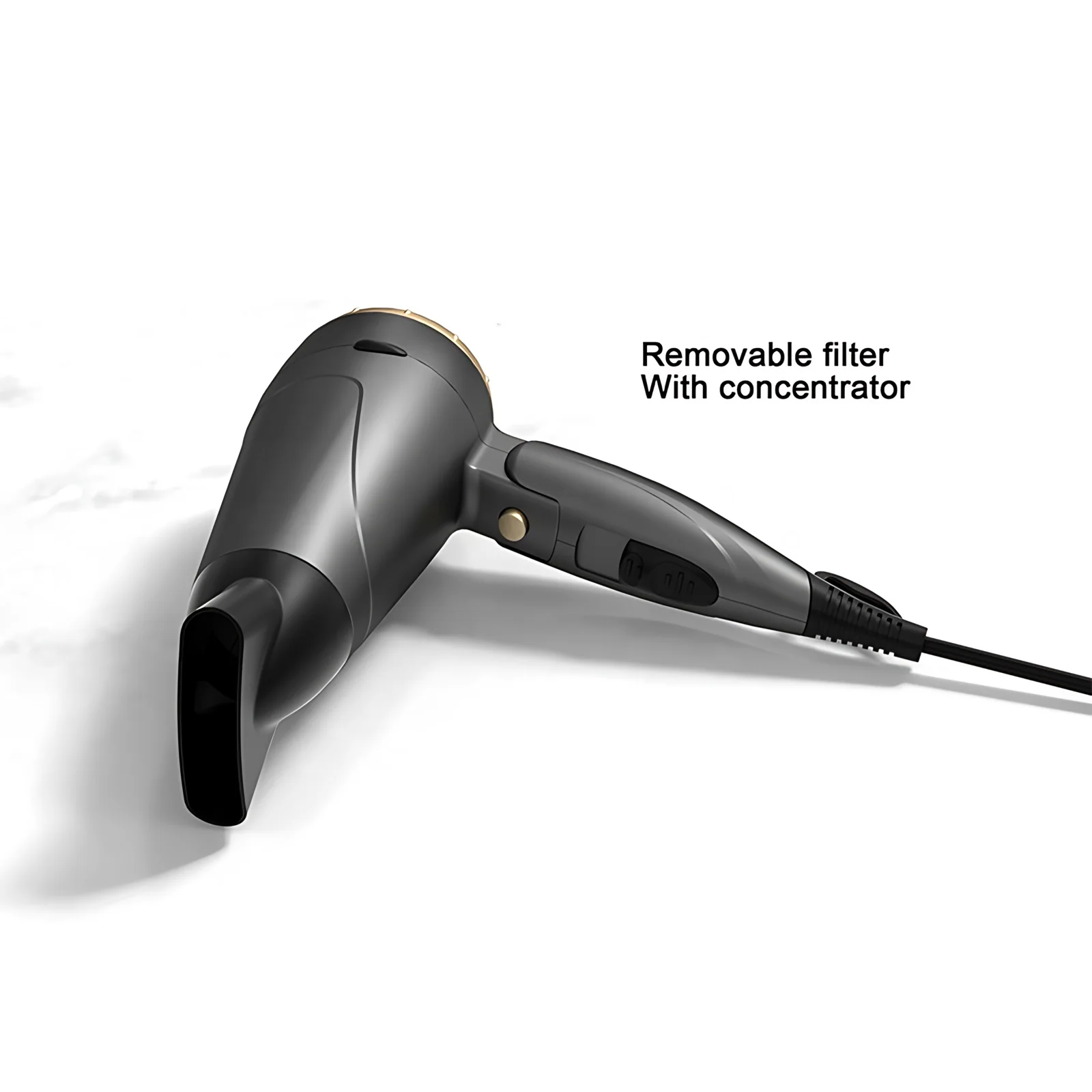 Professional Salon and Bathroom Hair Dryer Kit with 1600W Ionic Styling Features and Metal Attachments for Hotels and Travel