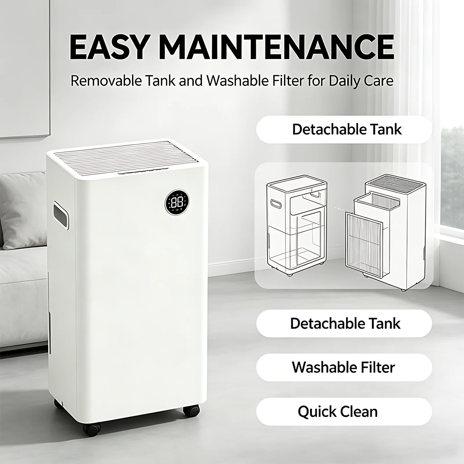 30L/D Professional Electric Dehumidifier Smart Air Drying Home Bathroom Dehumidifier with Filter