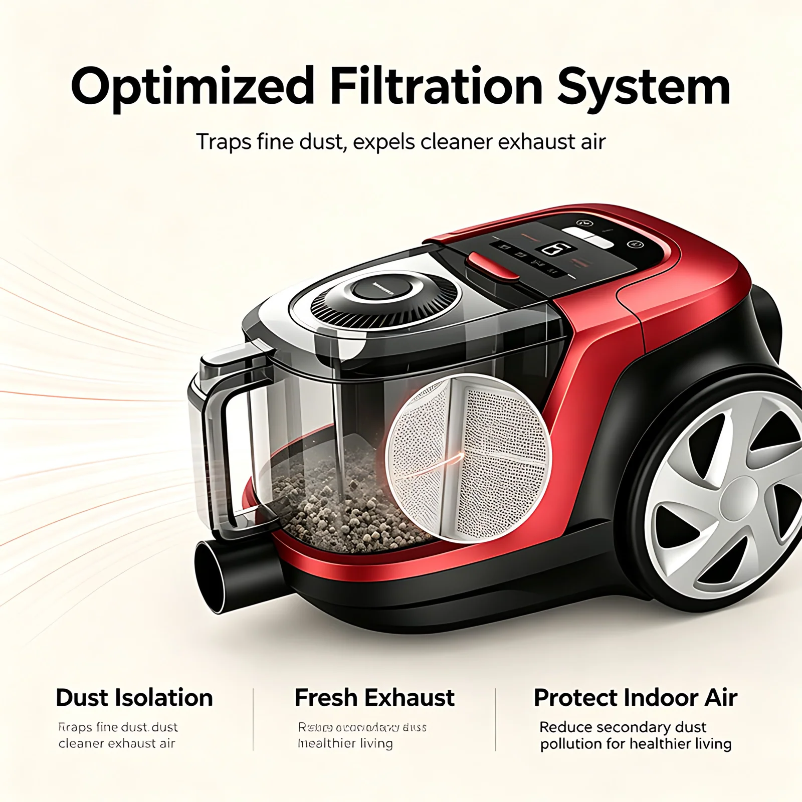 Hot Sale Professional Strong Suction HEPA Filter Bagless Canister Vacuum Cleaner Dry Electric 2000W for Home & Hotel Use