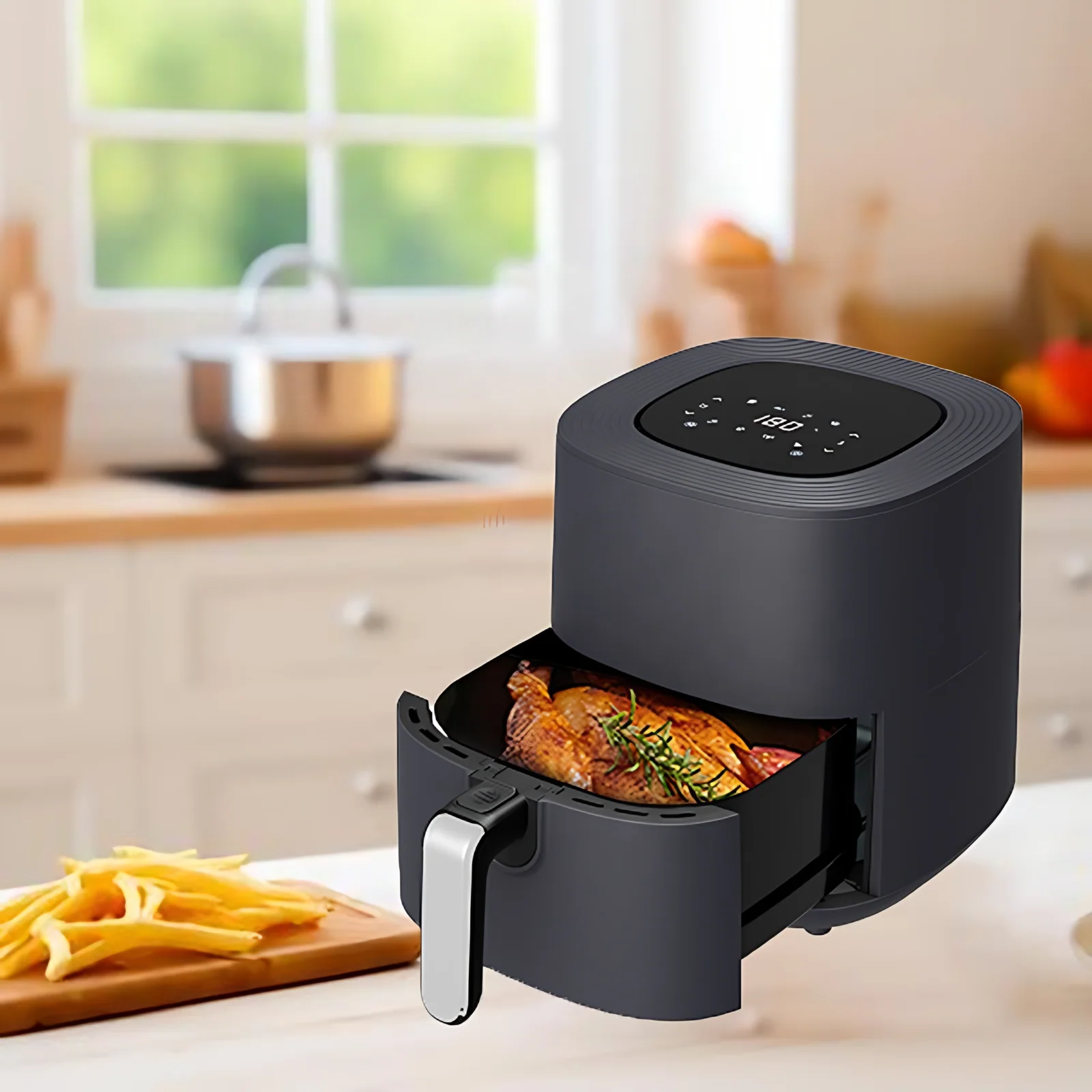 Friteur d'air en plastique électrique forneur de luxe contrôle d'écran tactile numérique 6L 220V ménage pour cuisiner