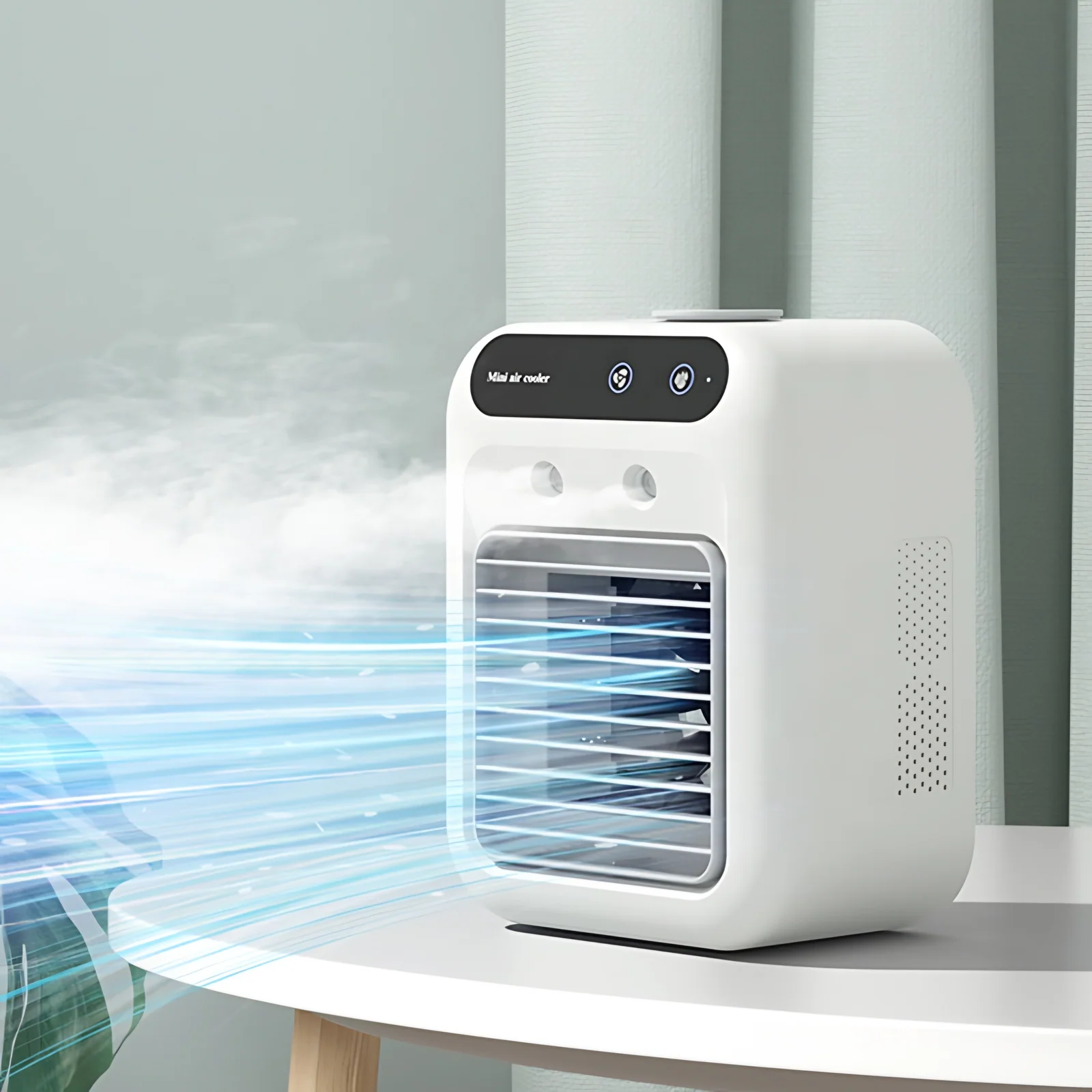 Small Mini Rechargeable Battery Electric Portable Air Conditioner Humidifier Fan Touch Control Personal Water Mist Cooling