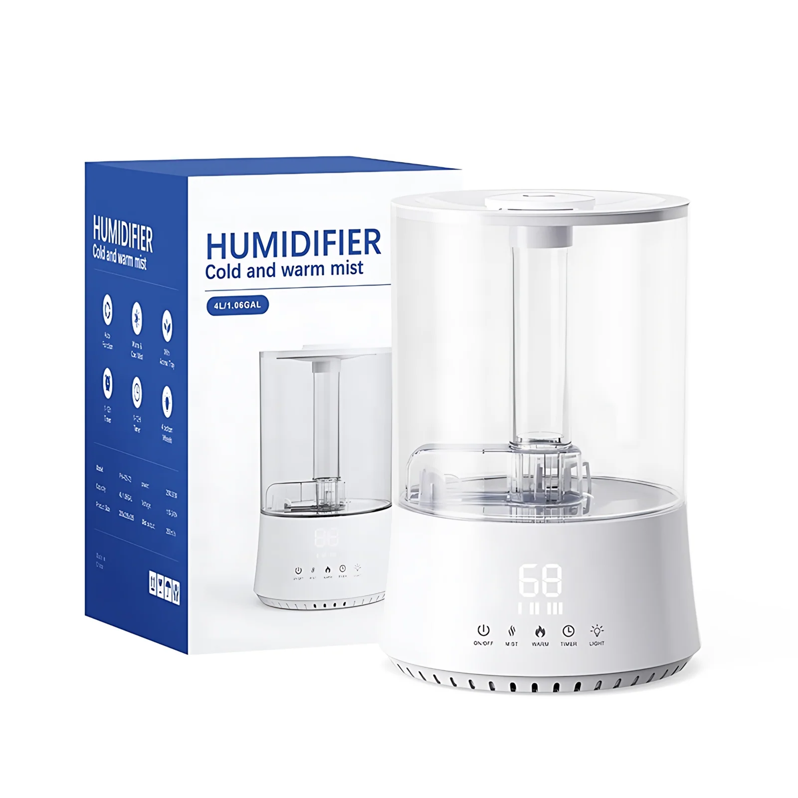 4L Hot Selling Large Capacity Humidifier Cool and Warm Mist Ultrasonic Humidifier for Living Room