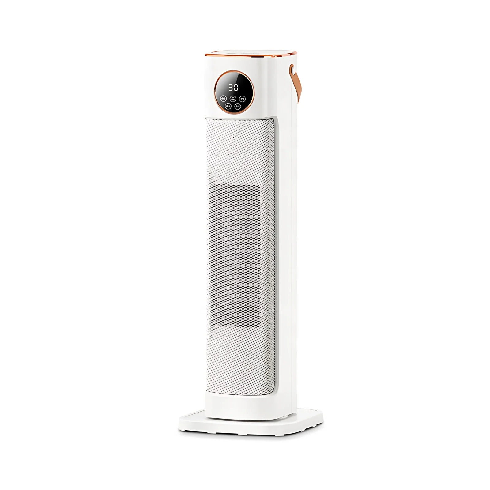 China fábrica bajo precio portátil digital oscilante eléctrico PTC torre de cerámica ventilador calentador de control remoto pantalla LCD de plástico