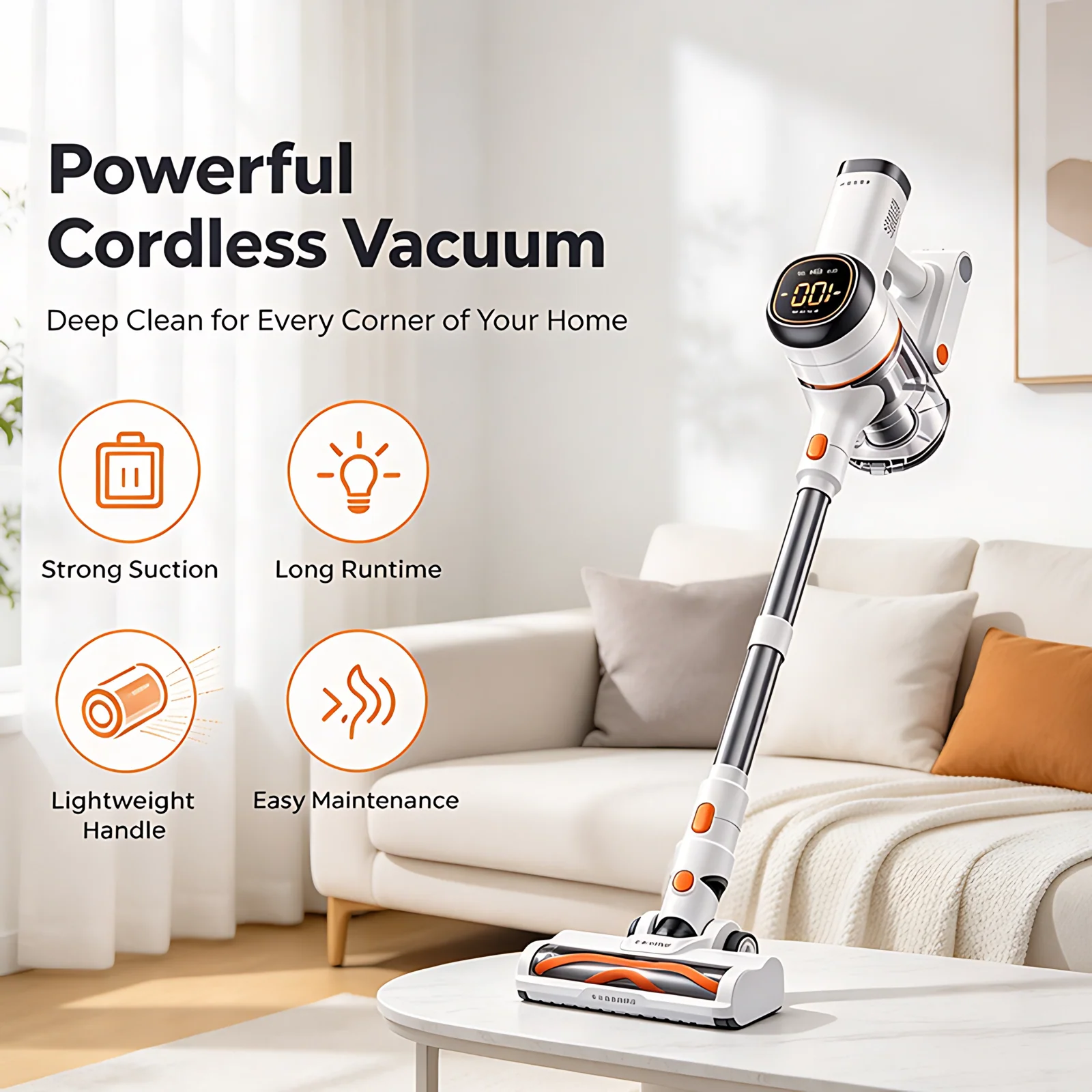 Strong Suction Wired Handheld Cordless Stick Vacuum Cleaner Newly Designed Telescopic Dust Pipe Electric for Household Use