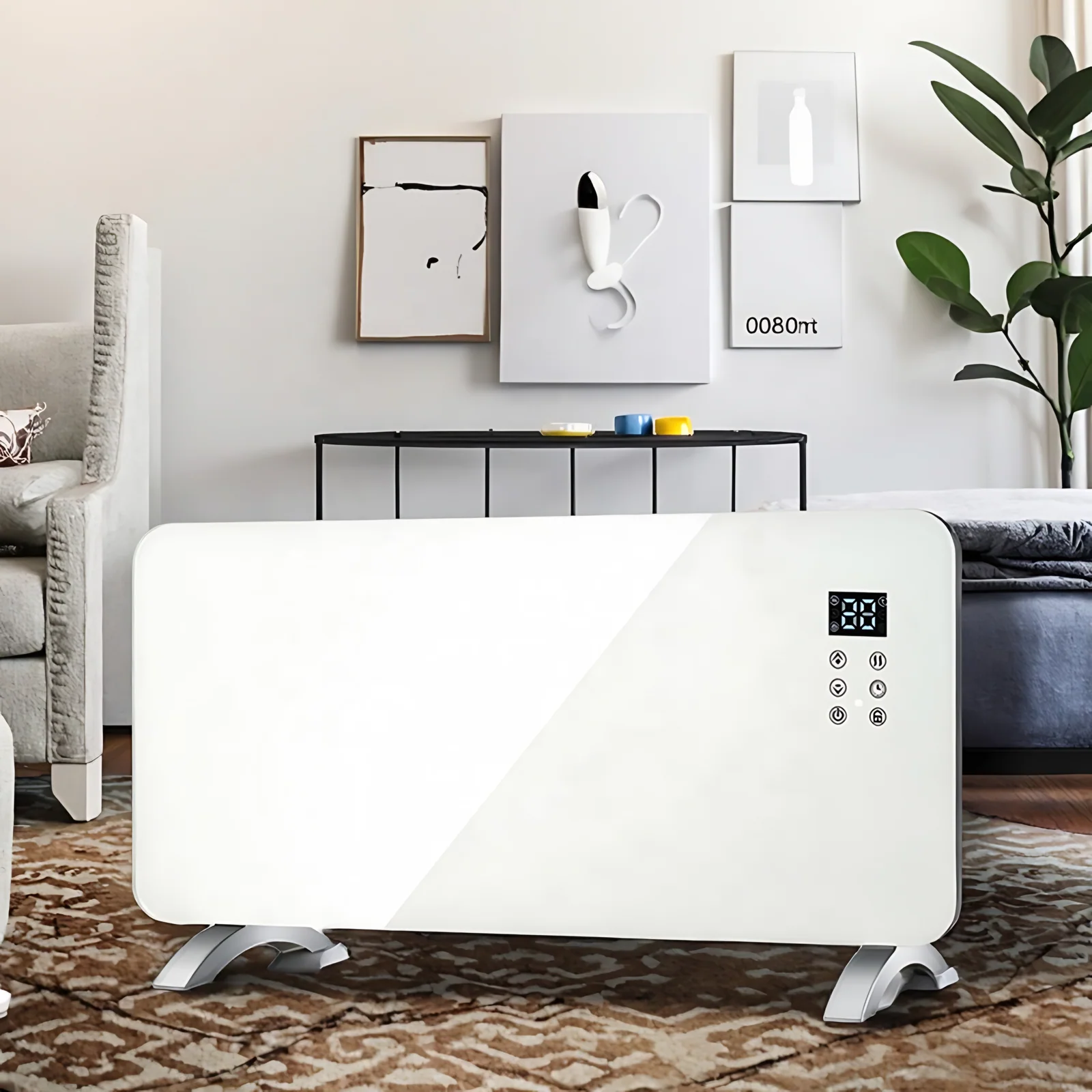 1500W Freestanding Electric Glass Panel Heater High Quality Home Room Overheat Protection Waterproof Lighting Household Use 2