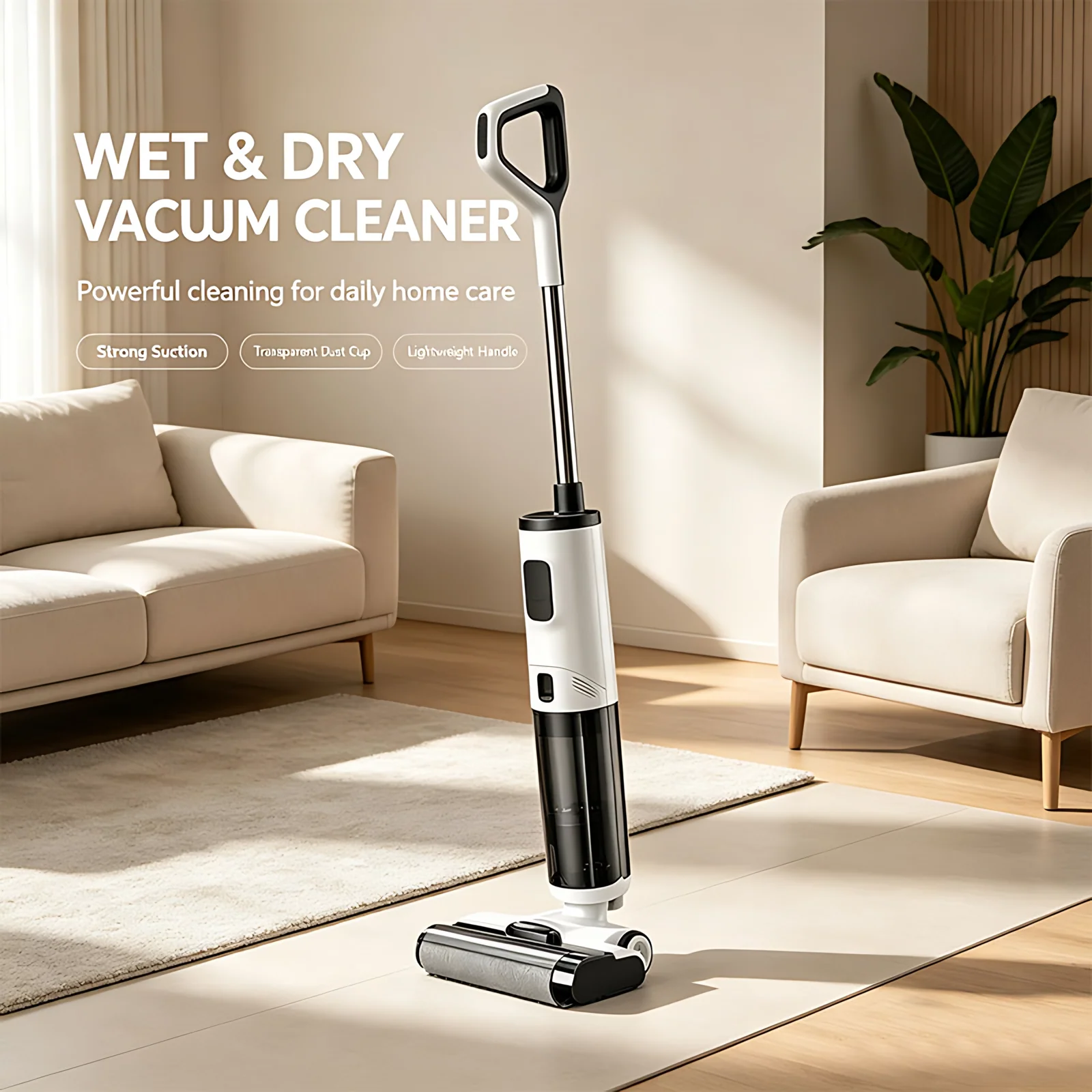 Intelligent Wet & Dry Cordless Wireless Vacuum Cleaner with HEPA Filter Low Noise Household & Hotel Floor Washer Brushless Motor