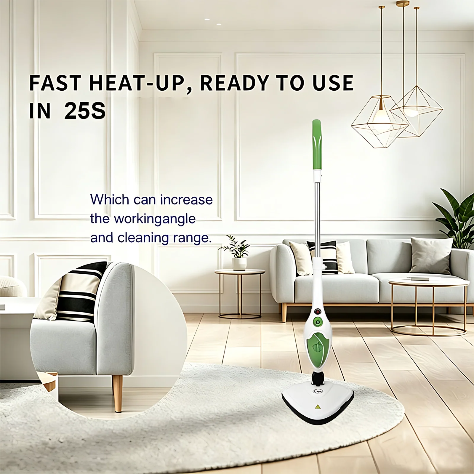 Multifunction Handheld Electric Steam Mop 10-in-1 Disinfecting Adjustable Steam Flow 1300/1500W 450ml Water Tank Household Floor