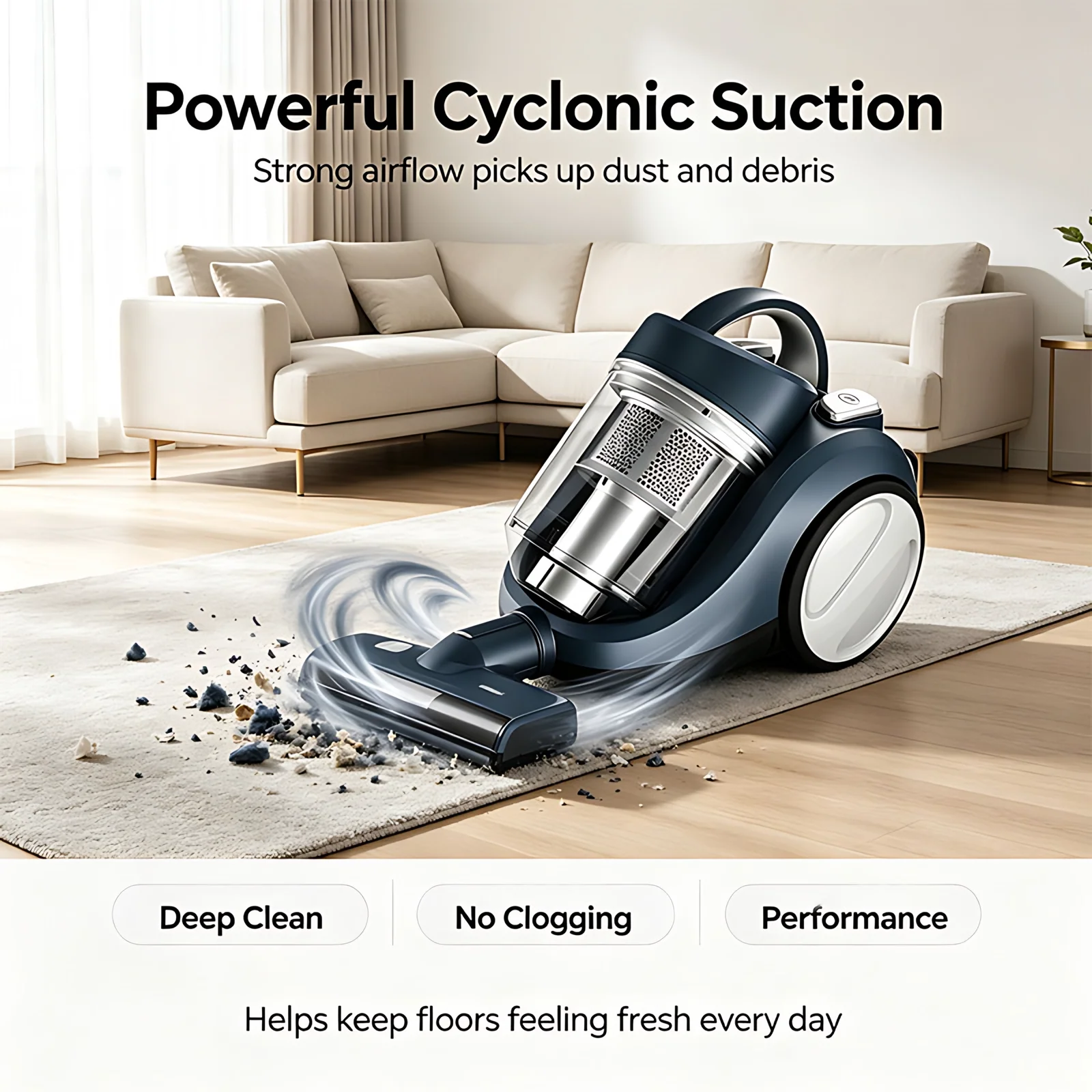 طائرات HEPA جافة 19Kpa 1200W قوية سلكة قابلة للتراجع خفيفة الوزن 1.5L خالي من القنابل المعدنية للاستخدام في الفنادق المنزلية