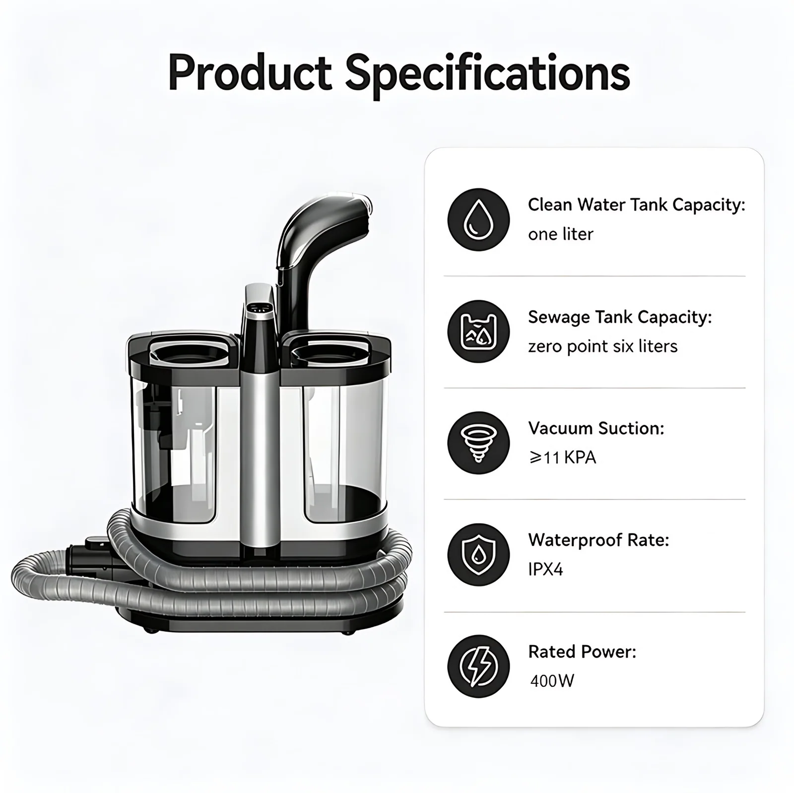 Professional Upholstery Carpet Cleaner Machine 400W Steam Vacuum for Sofa Car Interior Fabric Deep Stain Removal