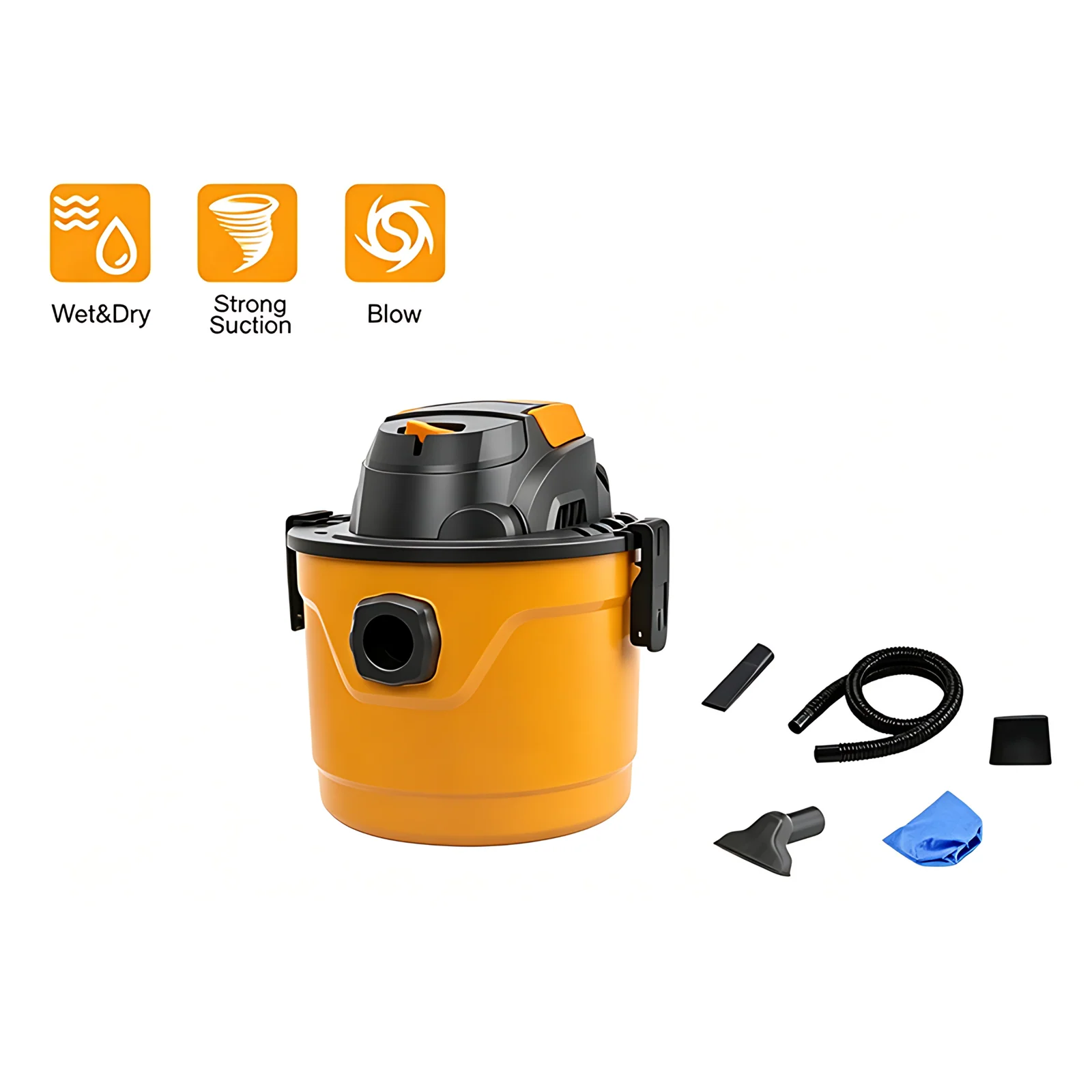 600W Electric 10L Cyclone Wet & Dry Vacuum Cleaner with Blower Durable Material High Suction 15kPa