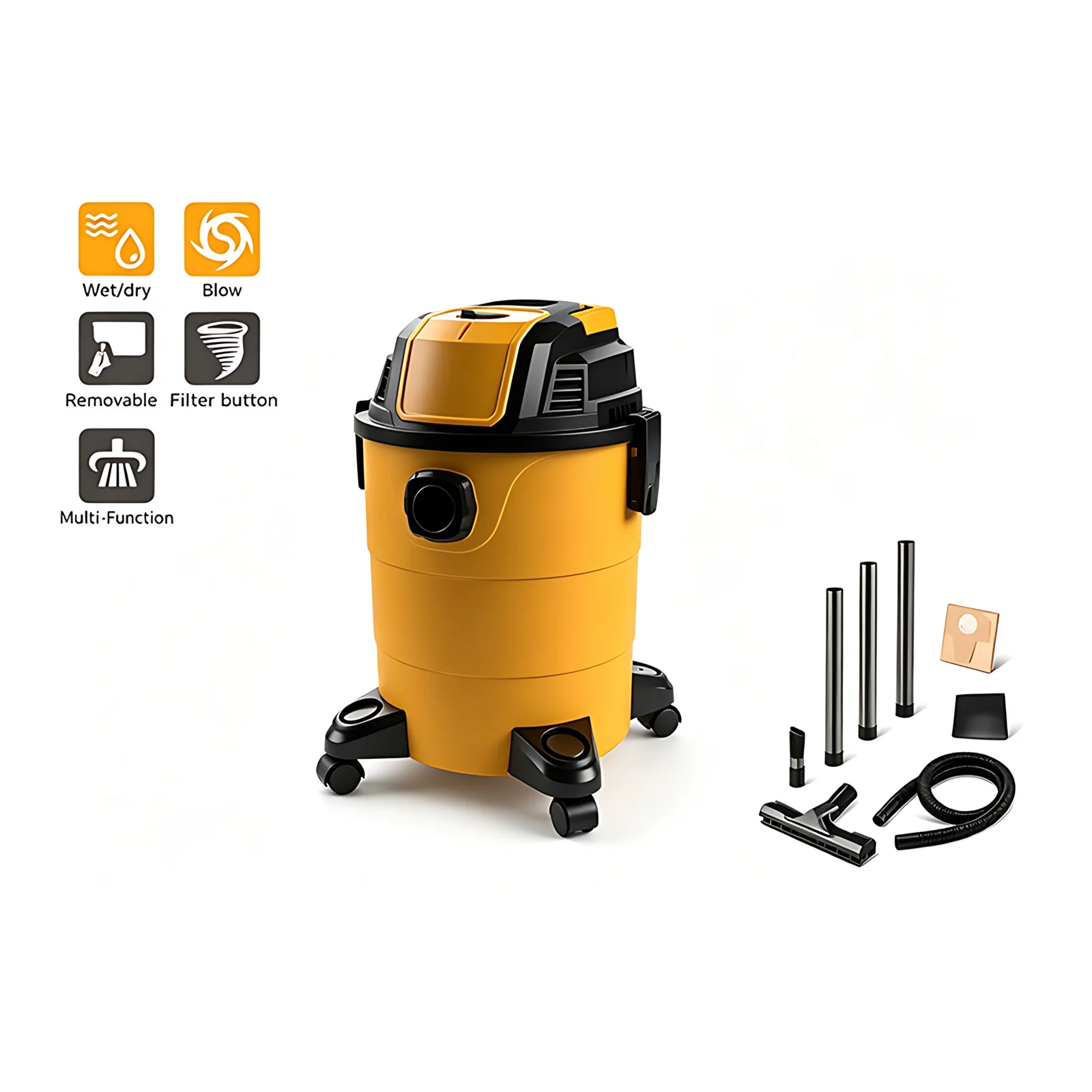 Wholesale 15L Electric Cyclone Wet Dry Blowing Commercial Vacuum Cleaner with Blowing Function for Hotel Household & Office Use