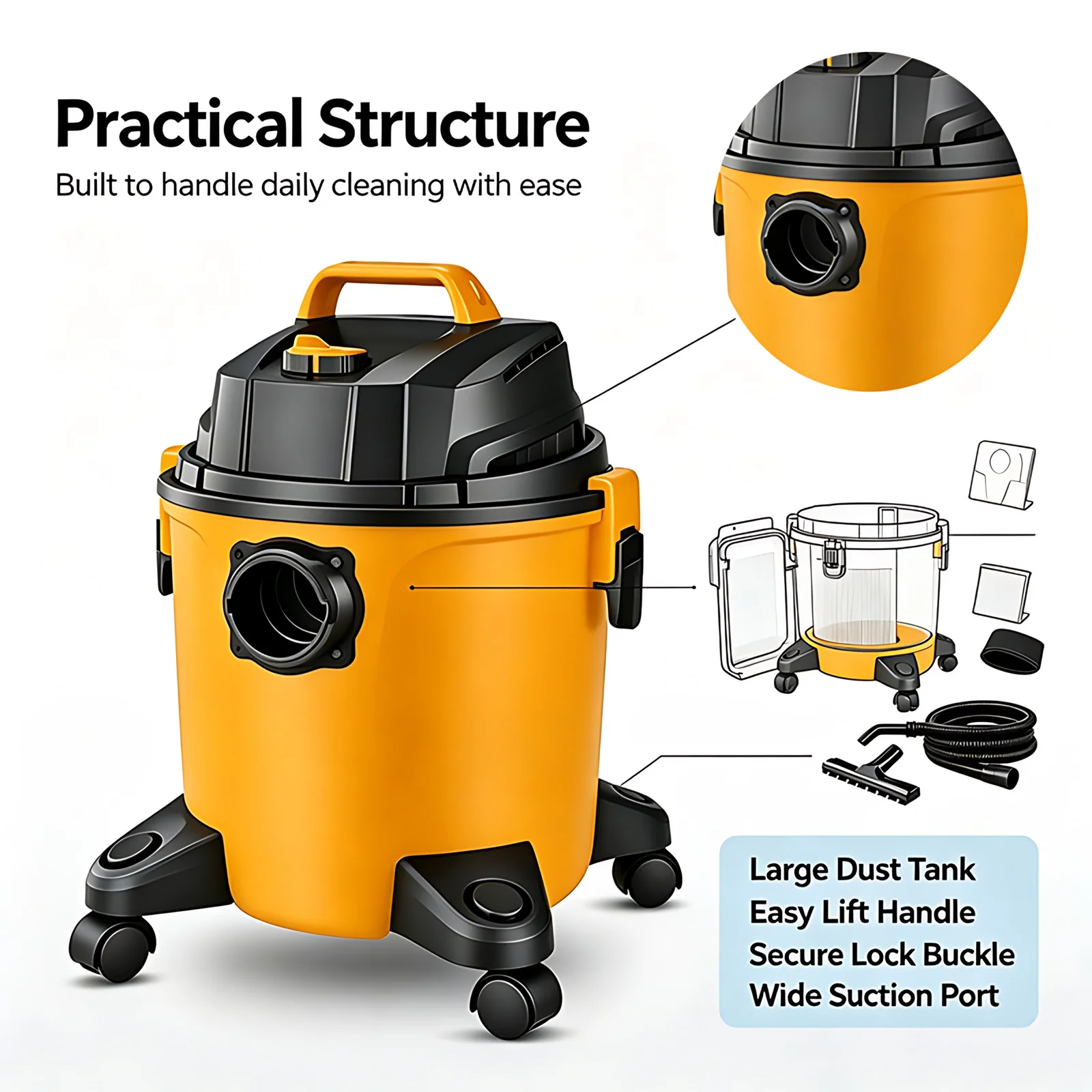 Electric 20L 1200W Cyclone Wet/Dry Blowing Bagless Vacuum Cleaner with Customizable Design for Commercial Use