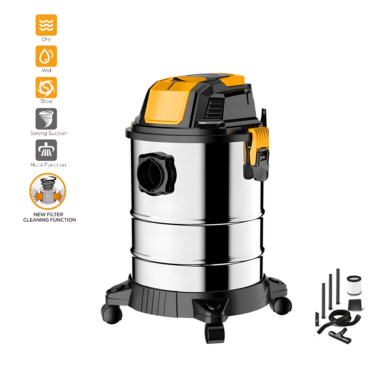 20L Multi-Function Silent Dry Wet and Blow Vacuum Cleaner Small Capacity for Carpet Cleaning With EU Plug