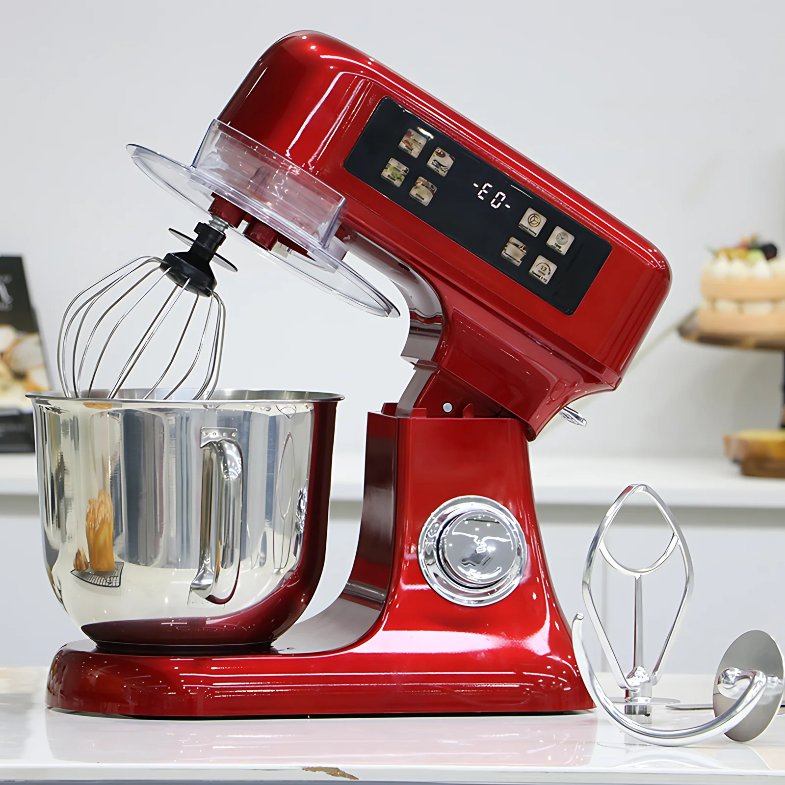 Electric 7L Stainless Steel Type 304 Mixing Bowl High-Speed Household Kitchen Stand Mixer with 12 Speeds Rotary Control